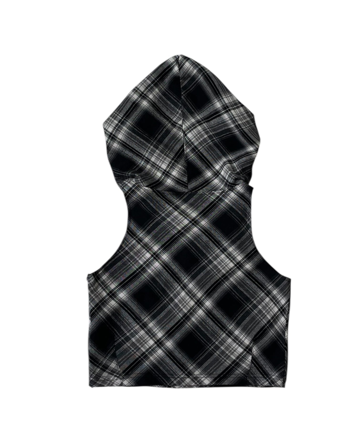 フーデッドドレープチェックタンク