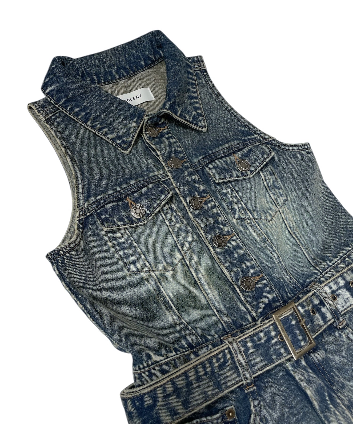 ノースリーブデニムオールインワン