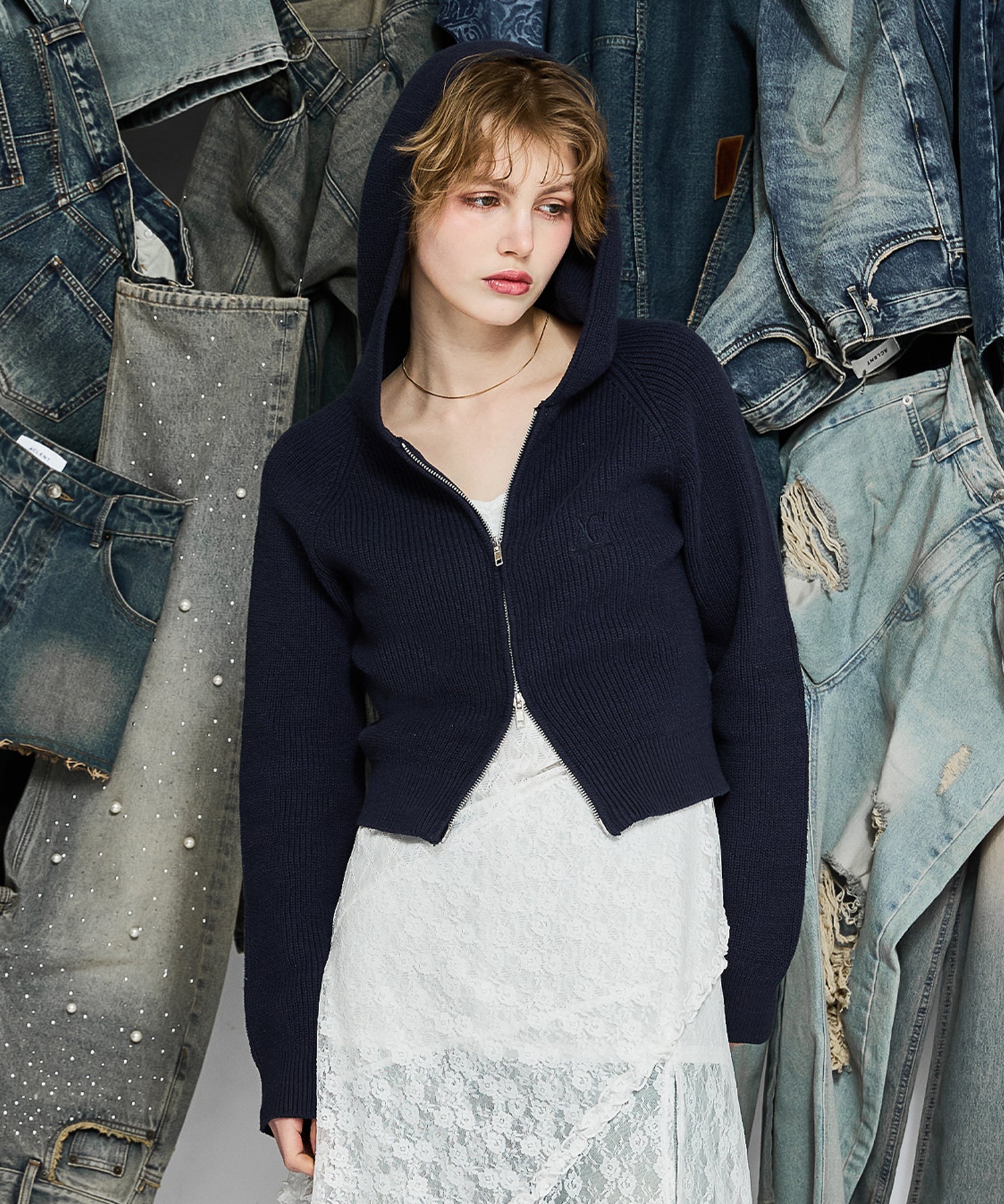 MODEL:170cm/COLOR:NAVY/SIZE:F