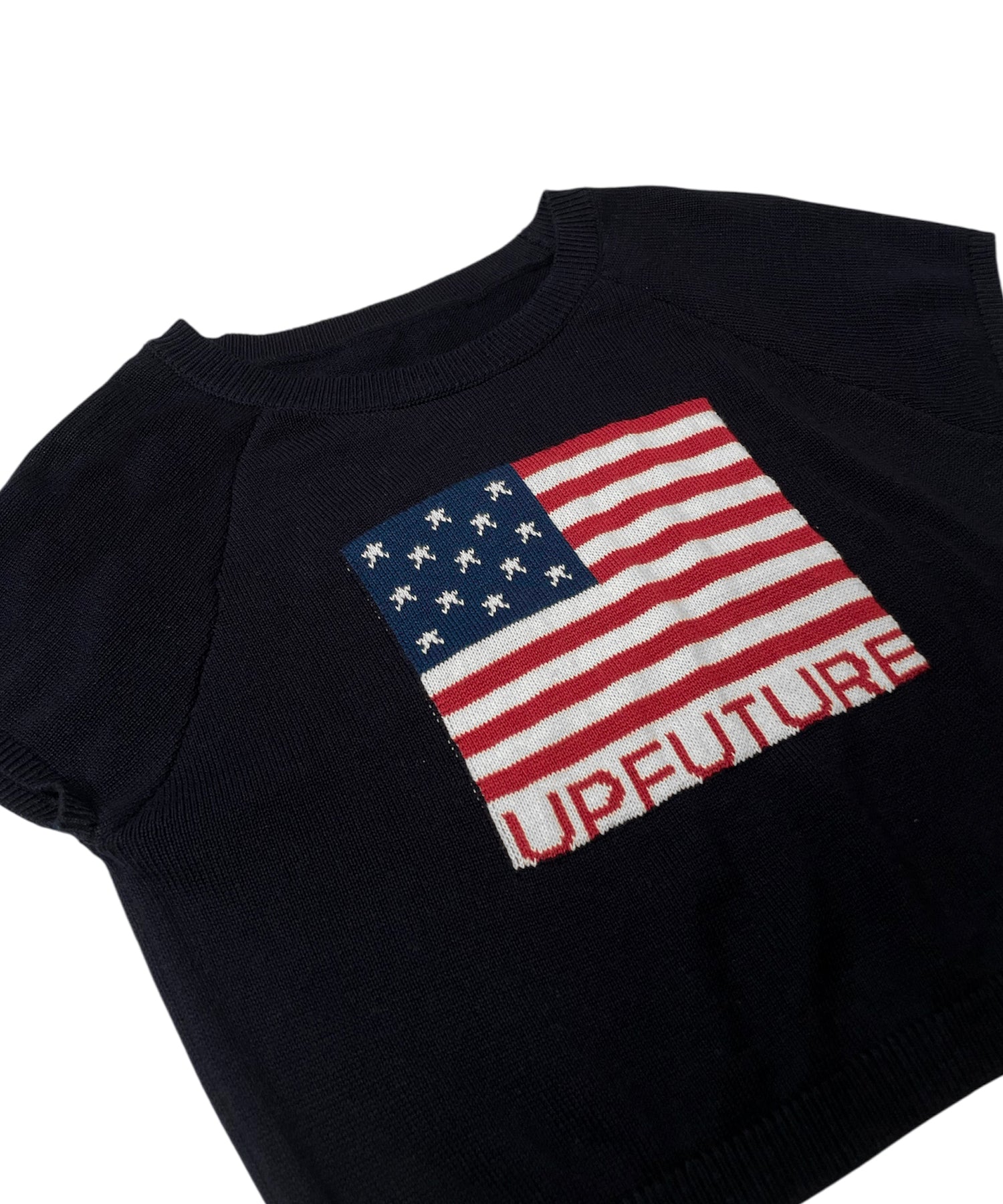 ジャガードロゴコンパクトラグランニットトップ