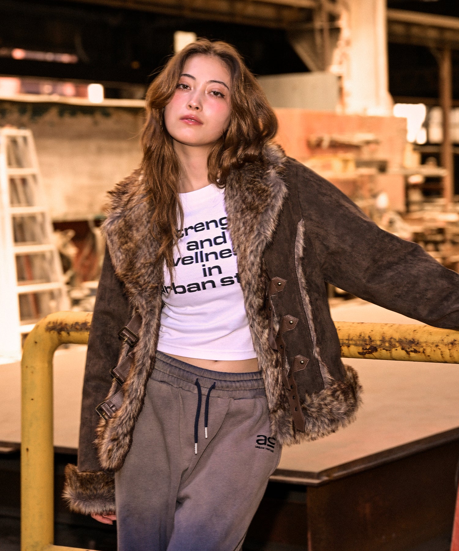 MODEL:163cm/COLOR:BROWN/SIZE:M