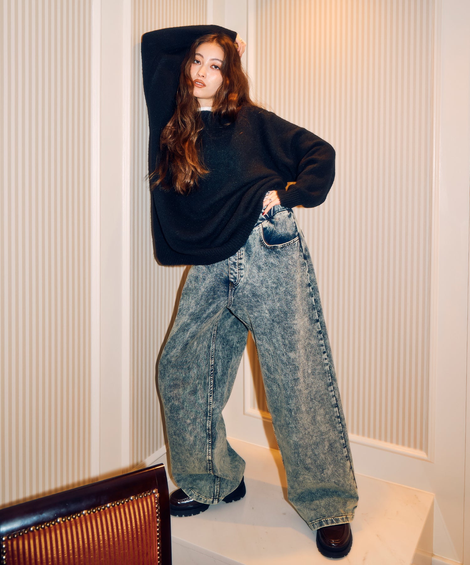 MODEL:163cm/COLOR:BLUE/SIZE:F