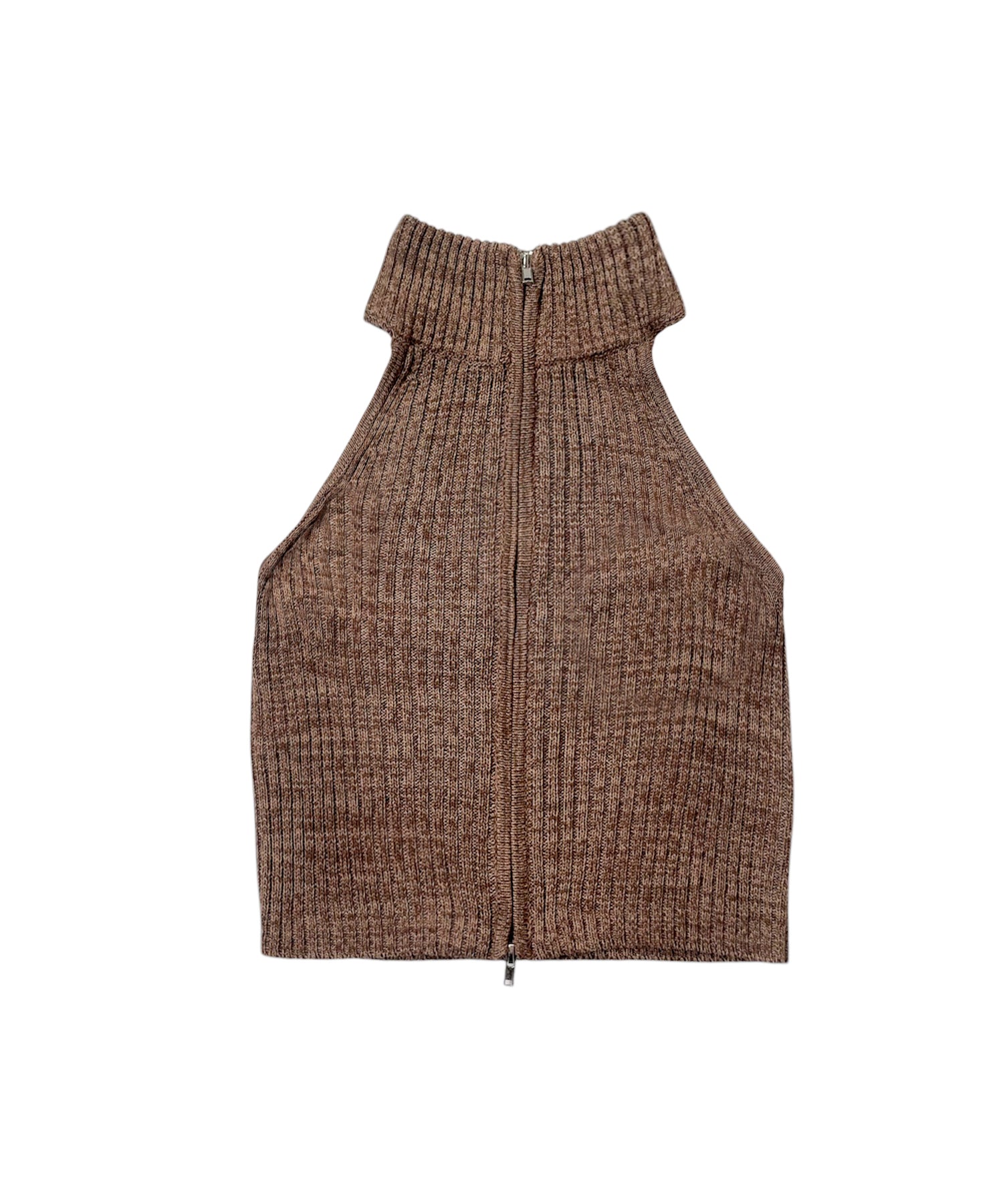 ホルターネックラメニットトップス