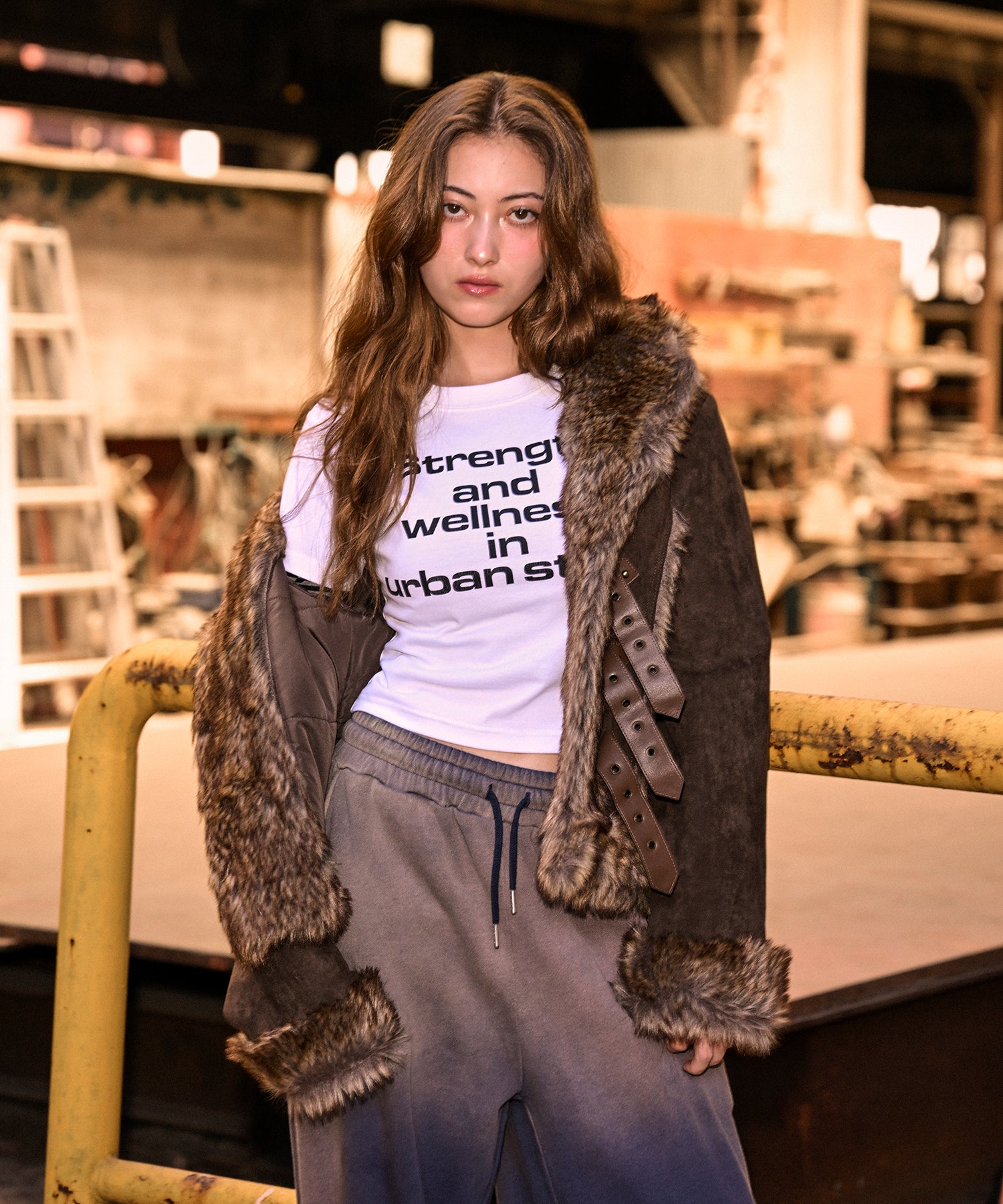 MODEL:163cm/COLOR:BROWN/SIZE:M