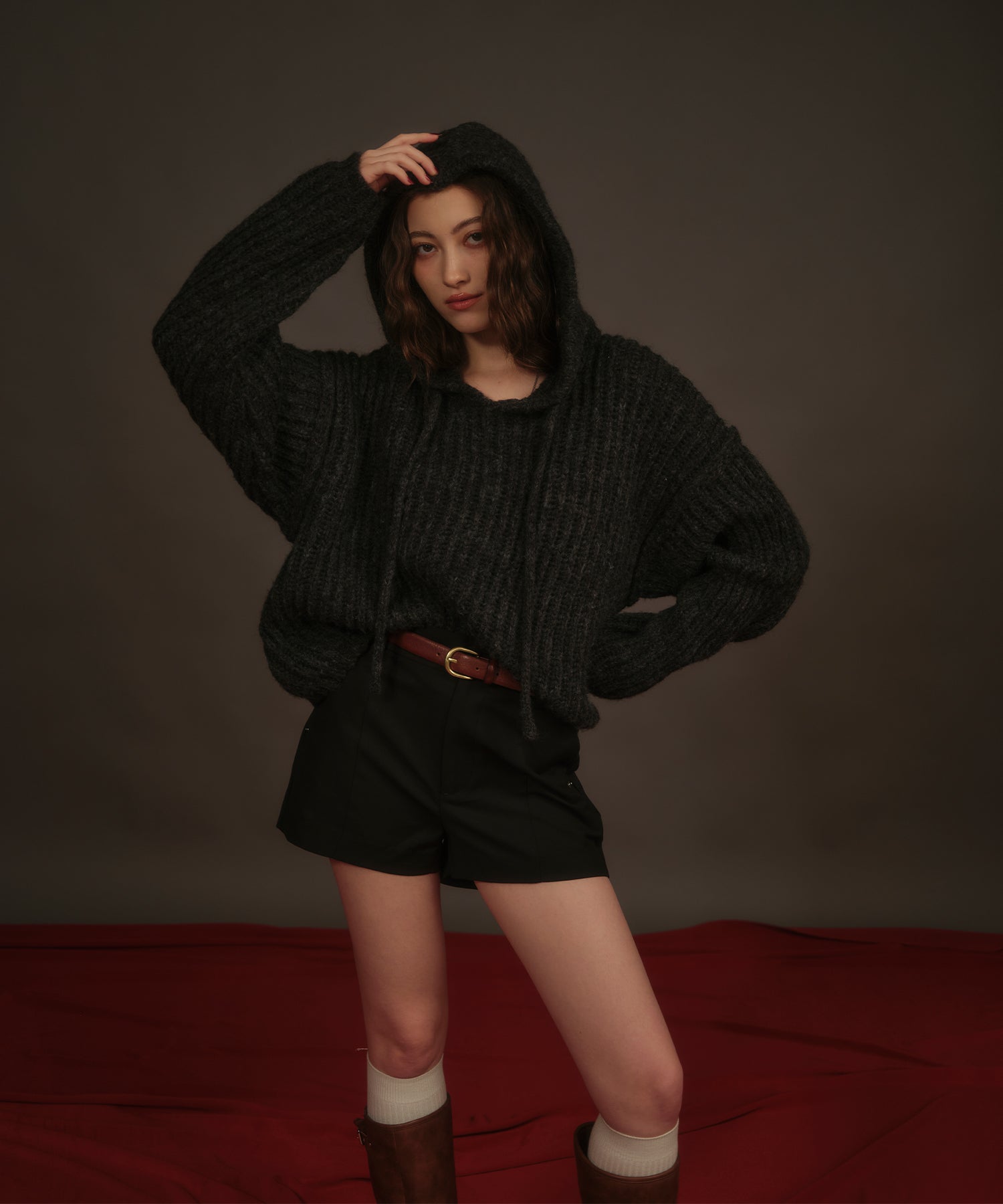 MODEL:163cm/COLOR:DARK GRAY/SIZE:F