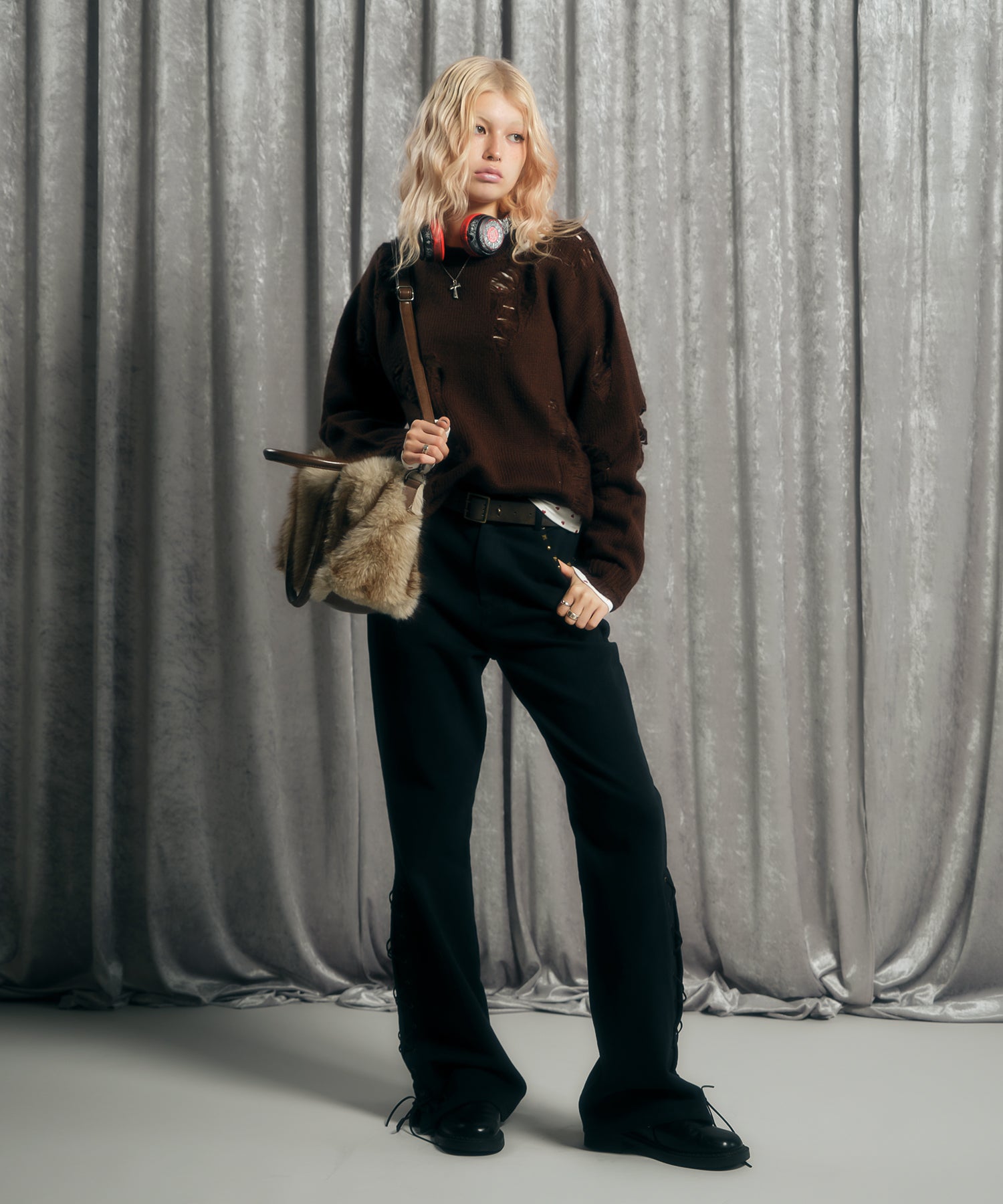 MODEL:170cm/COLOR:BROWN/SIZE:F