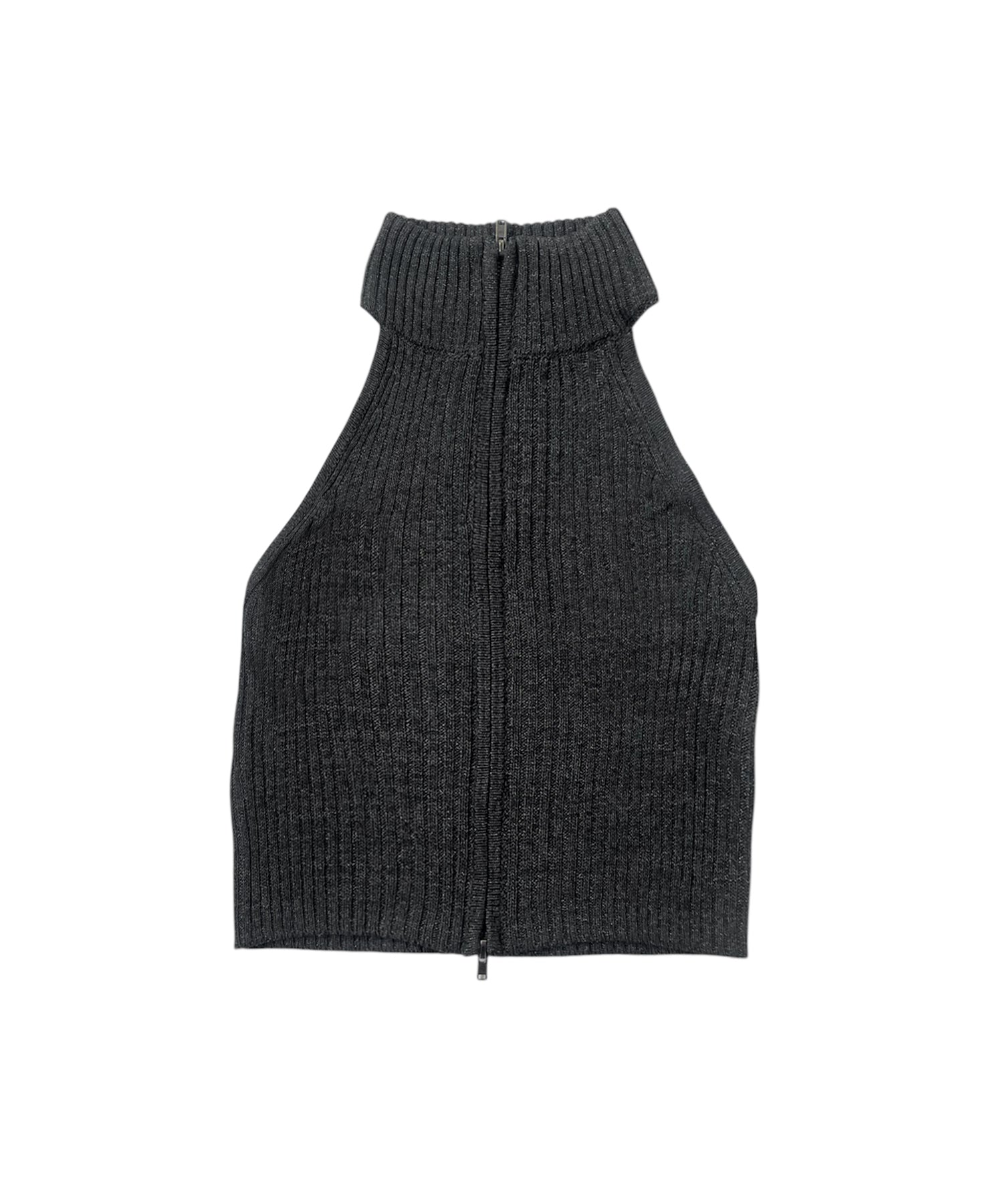 ホルターネックラメニットトップス