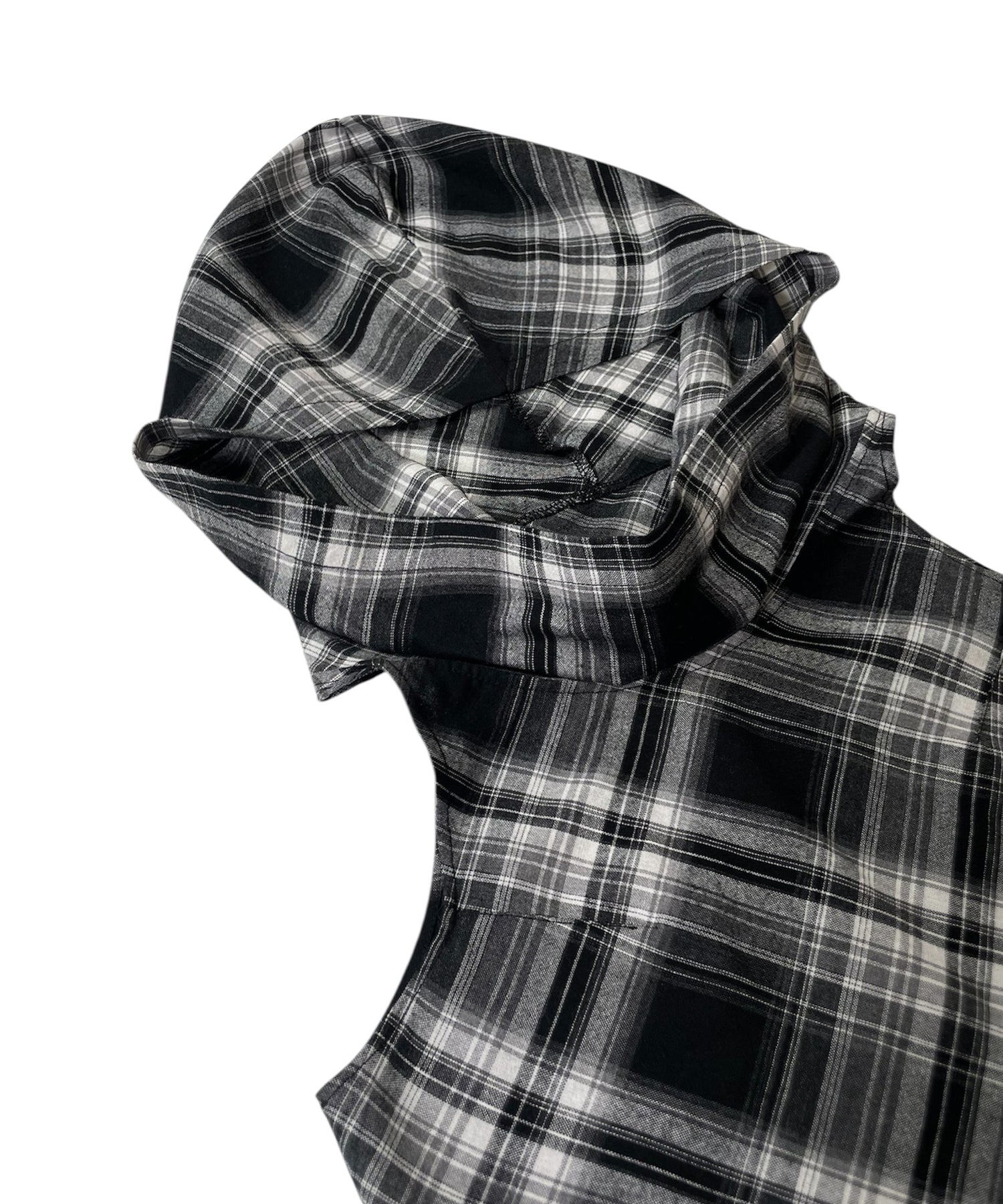 フーデッドドレープチェックタンク