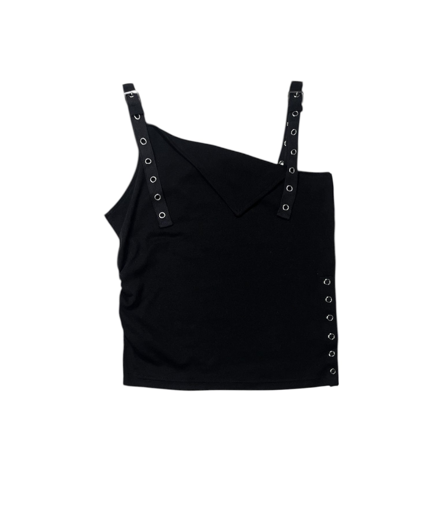 ベルトショルダーアシンメトリートップス