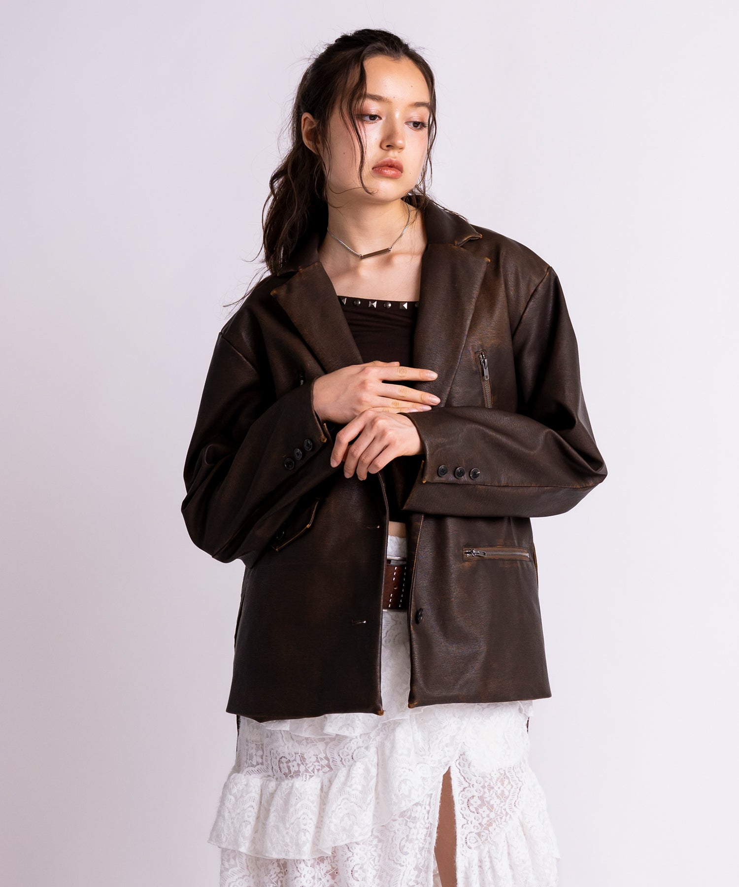 MODEL:172cm/COLOR:BROWN/SIZE:F