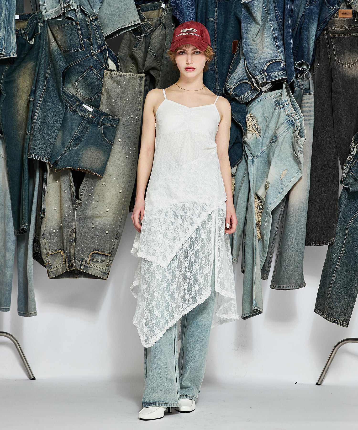 MODEL:170cm/COLOR:WHITE/SIZE:F