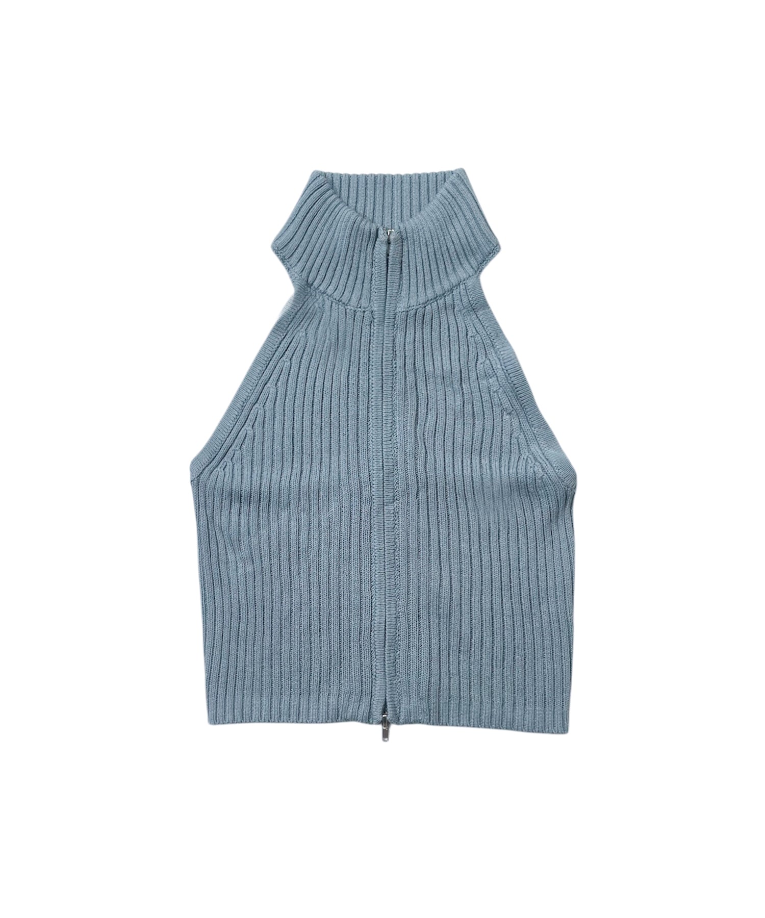 ホルターネックラメニットトップス