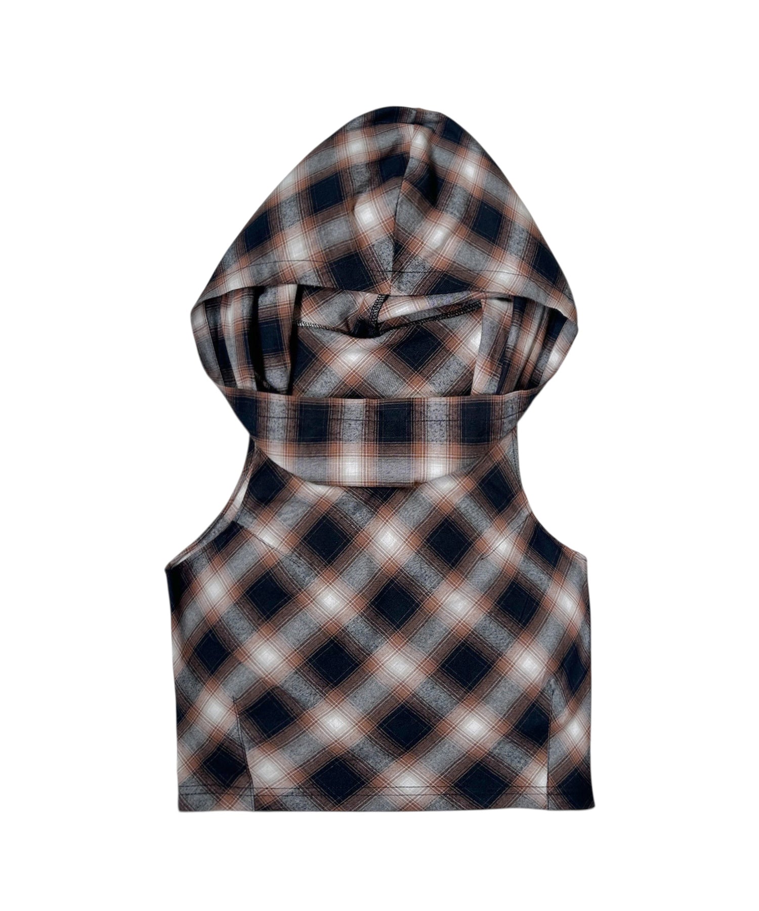 フーデッドドレープチェックタンク