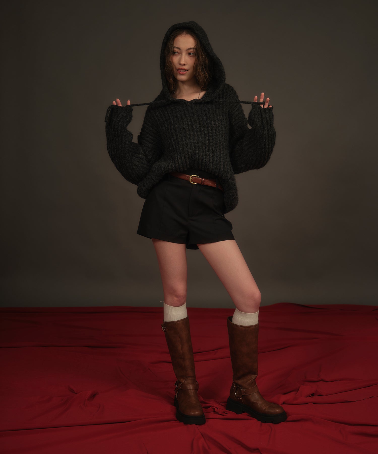 MODEL:163cm/COLOR:DARK GRAY/SIZE:F