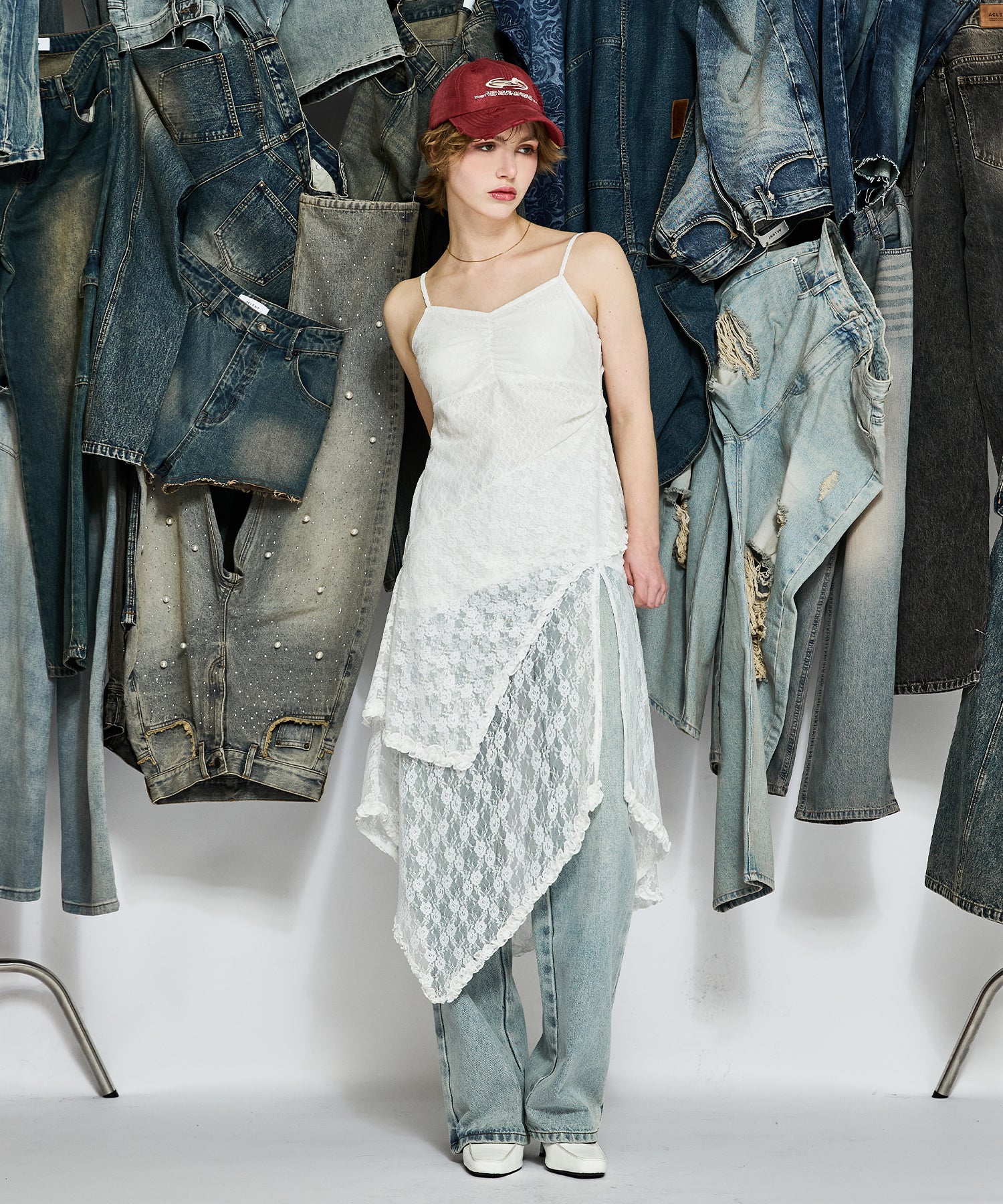 MODEL:170cm/COLOR:WHITE/SIZE:F