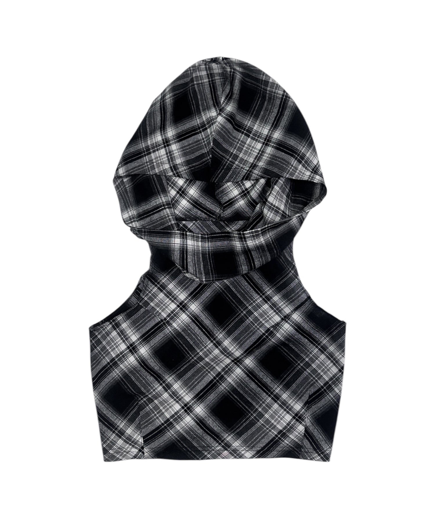 フーデッドドレープチェックタンク