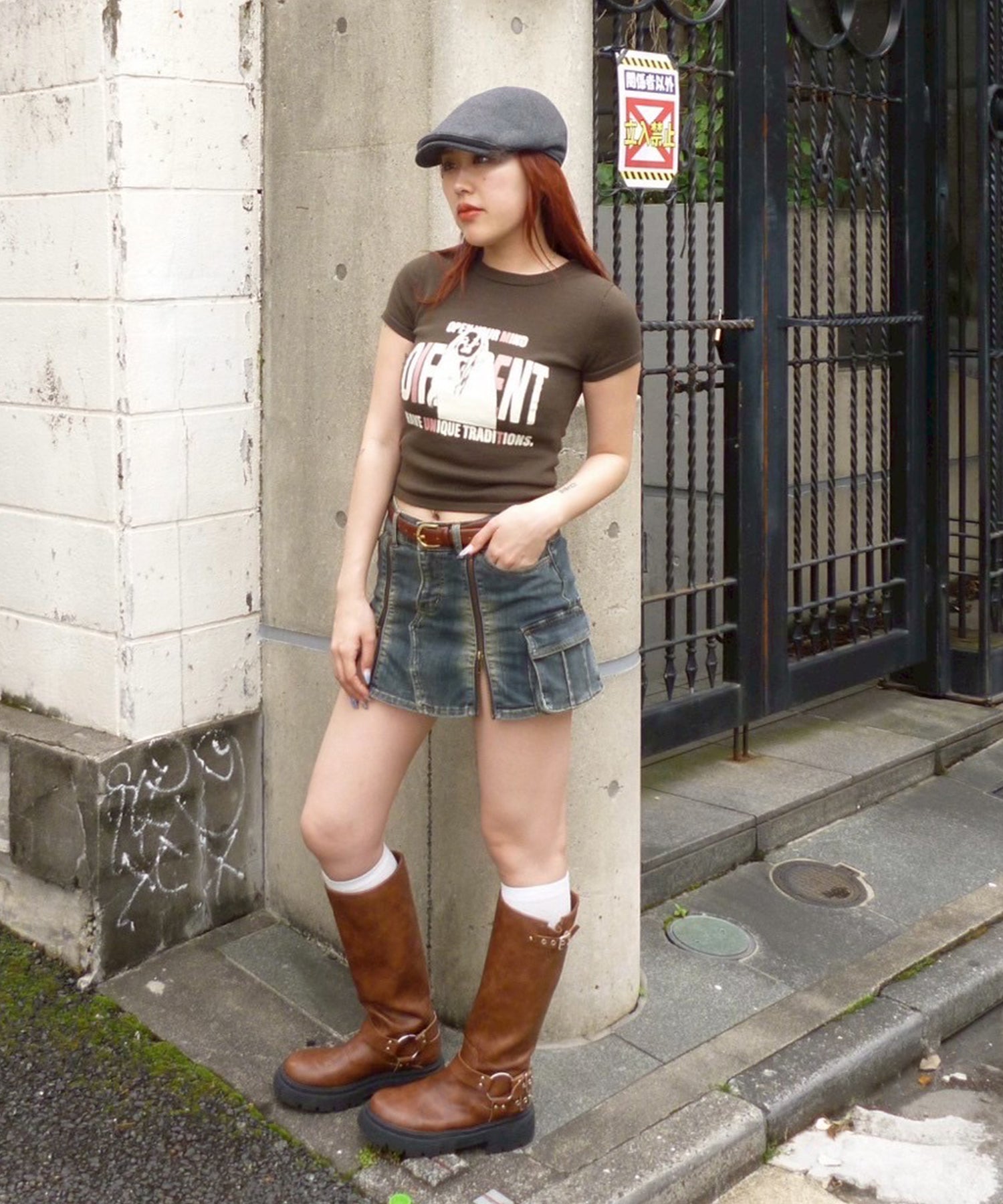 STAFF:158cm/COLOR:BROWN/SIZE:L