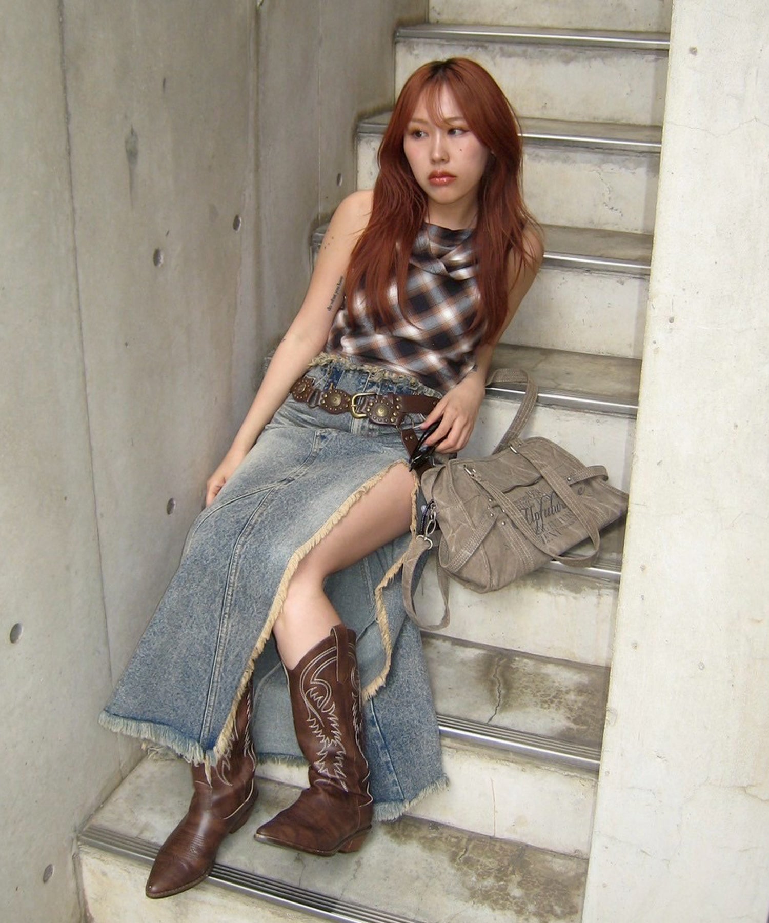 STAFF:158cm/COLOR:BROWN/SIZE:F