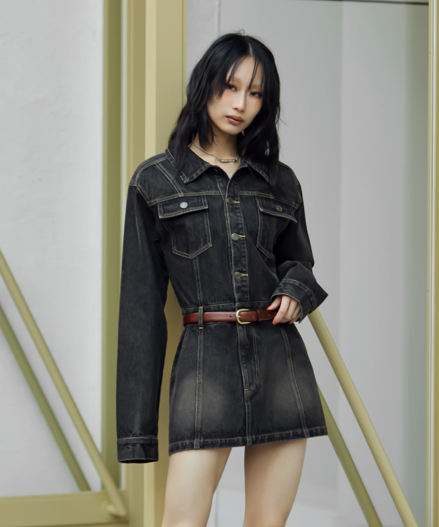 MODEL:170cm/COLOR:BLACK/SIZE:F