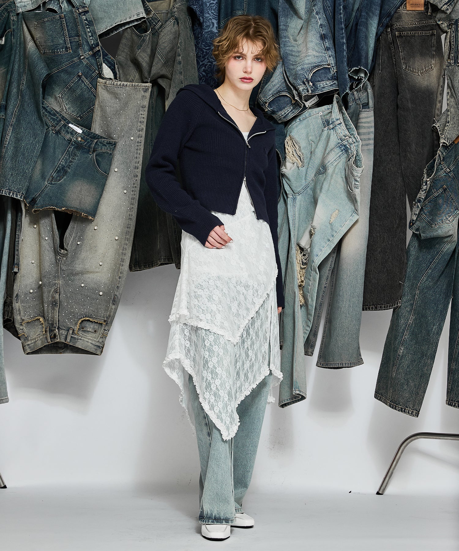 MODEL:170cm/COLOR:NAVY/SIZE:F