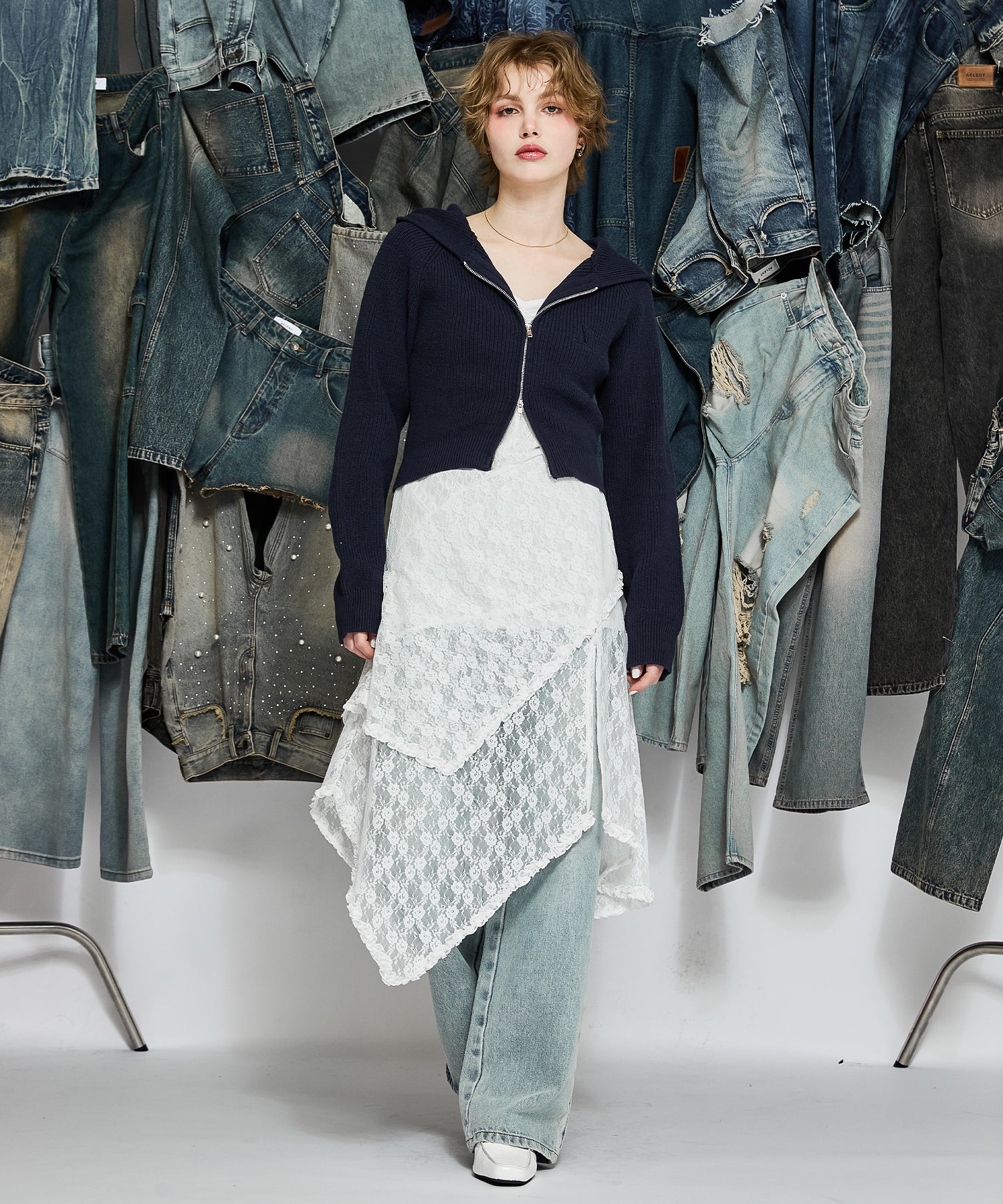 MODEL:170cm/COLOR:NAVY/SIZE:F