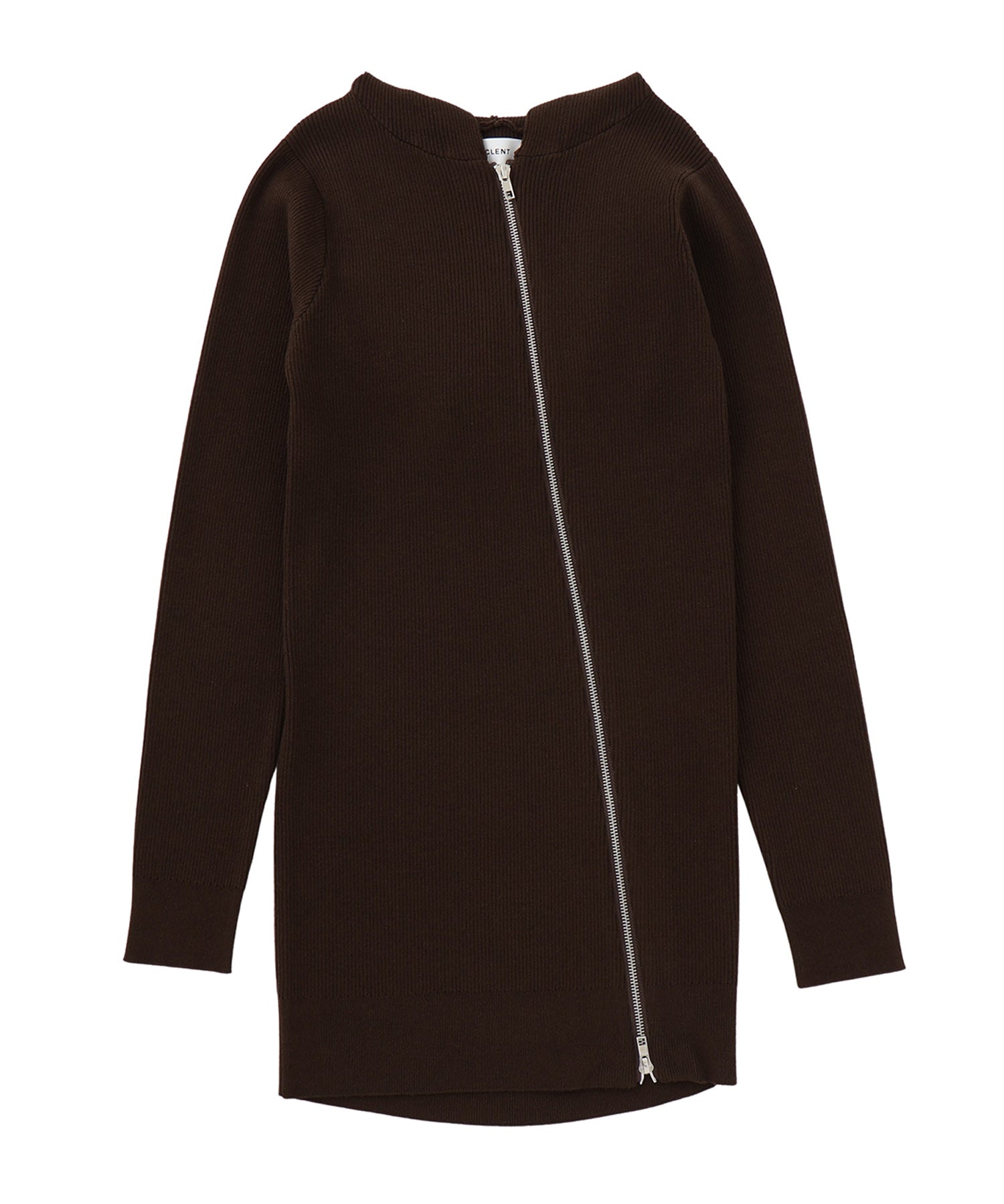 アシンメトリージップミニニットワンピース