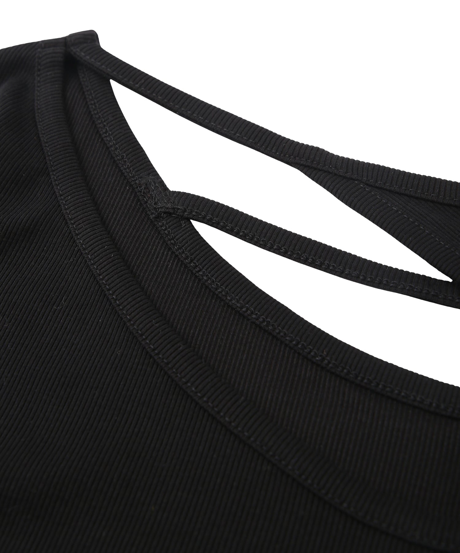 ワンショルダーカットリブロンT