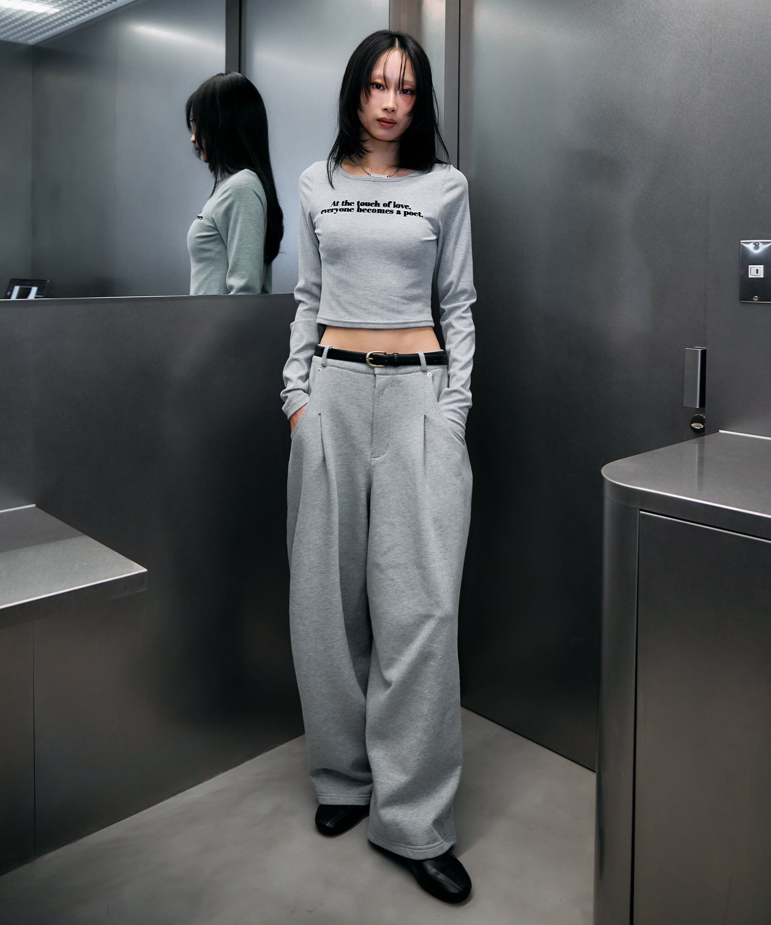 MODEL:170cm/COLOR:GRAY/SIZE:F