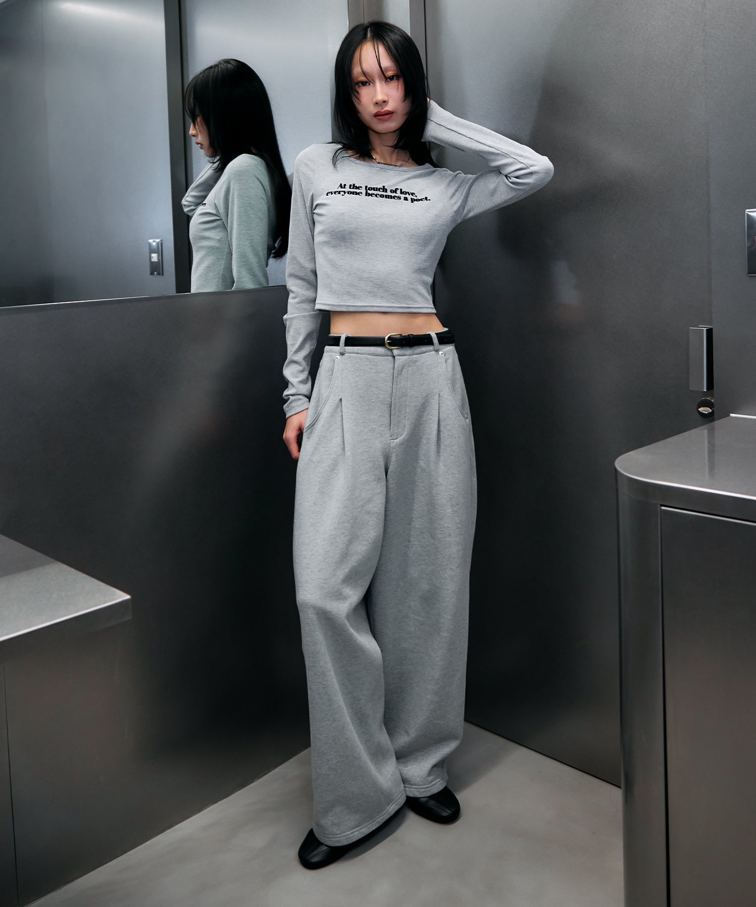 MODEL:170cm/COLOR:GRAY/SIZE:F