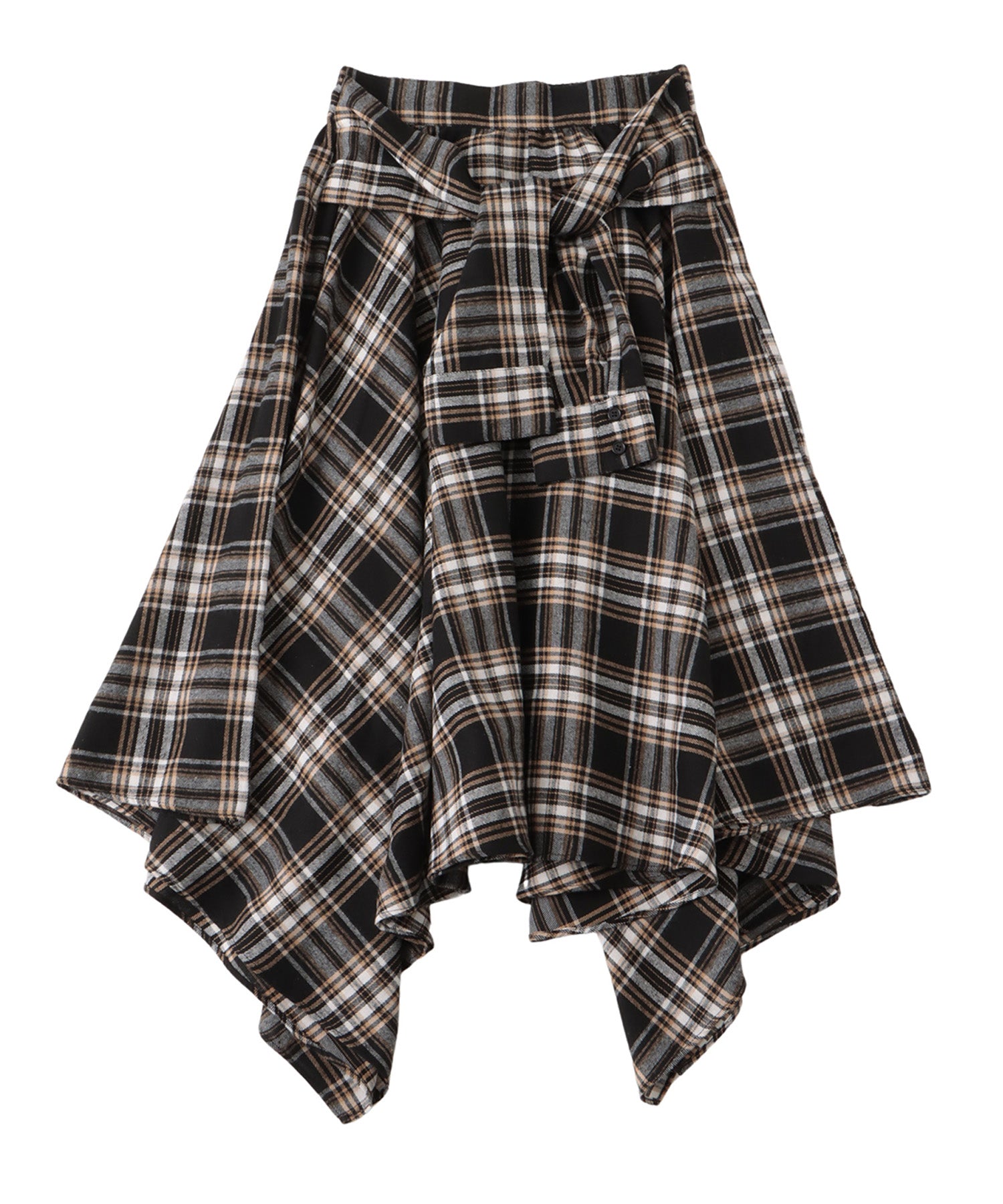 アシンメトリーチェックロングスカート