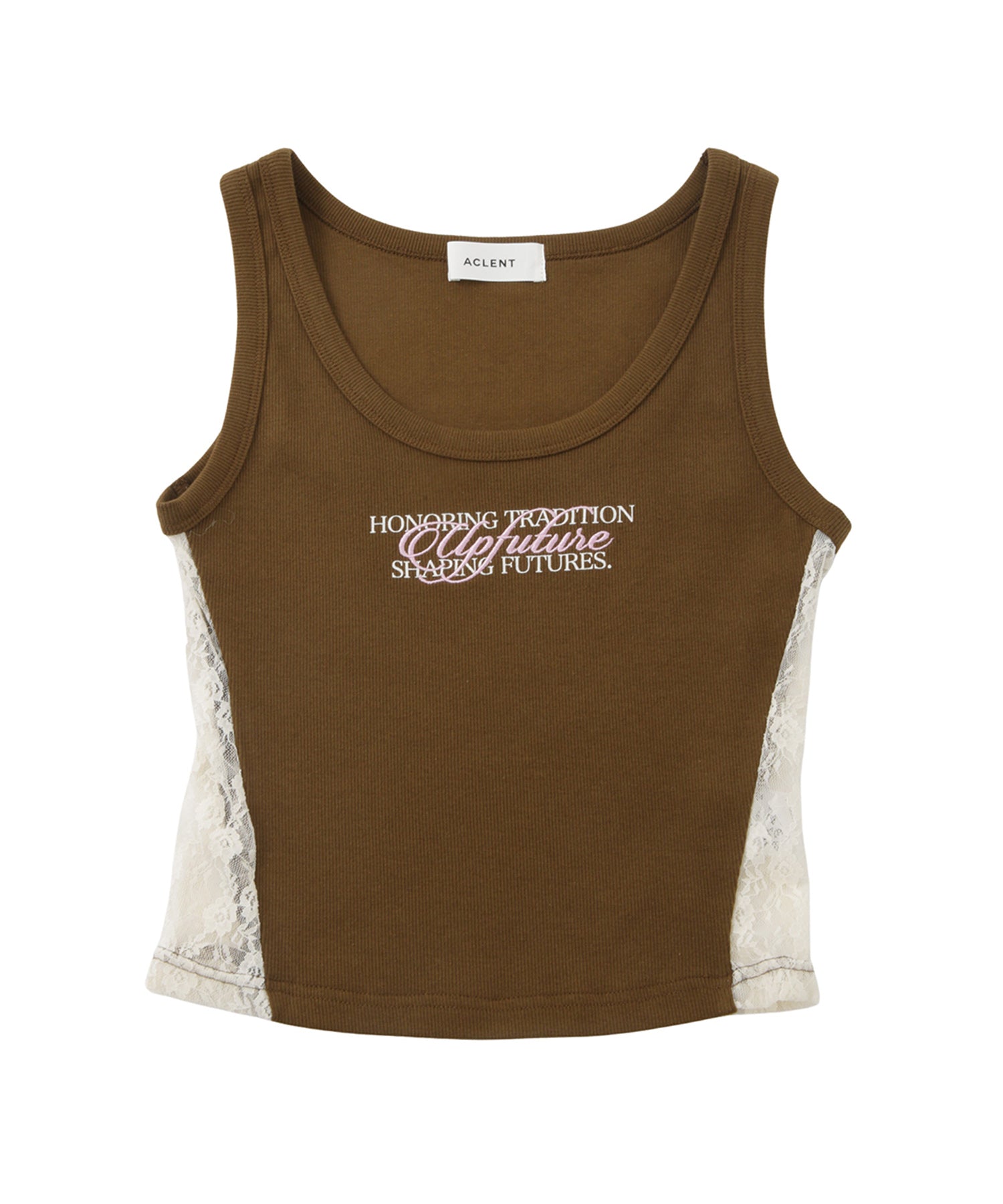 【Up Future】エンブロイダリーサイドレースリブタンク