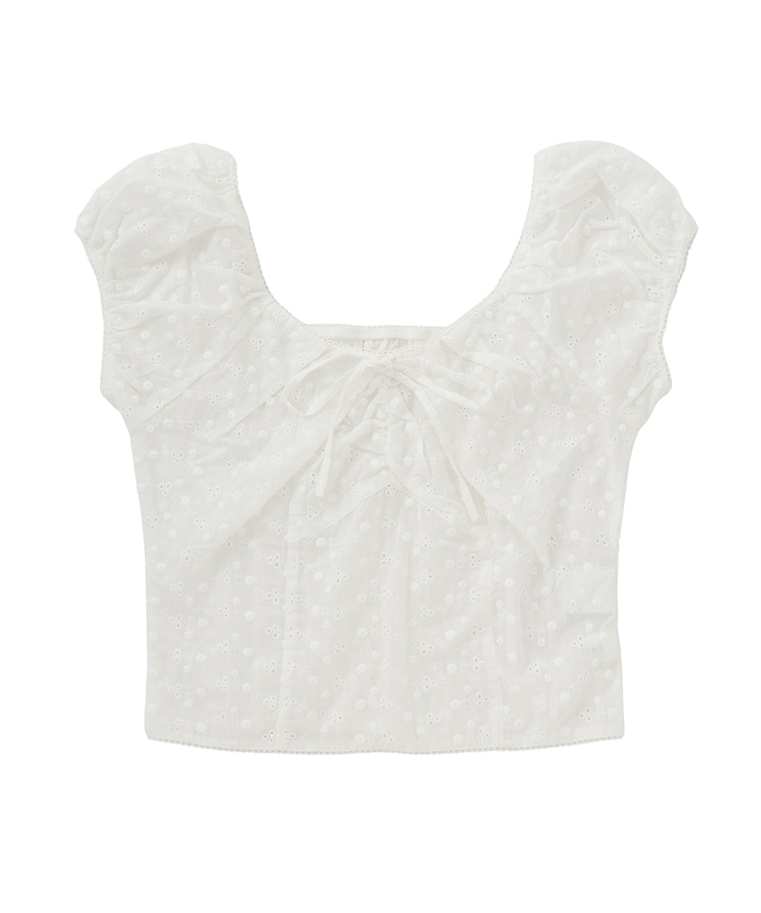 フロントリボンフレンチスリーブシャツブラウス