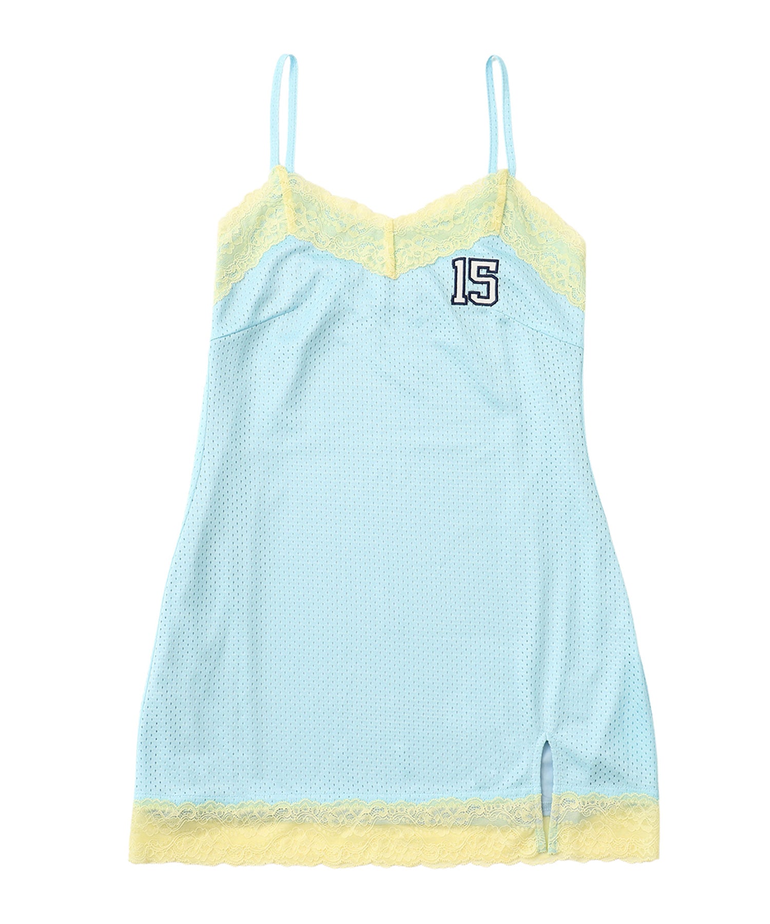 レーストリムメッシュミニドレス