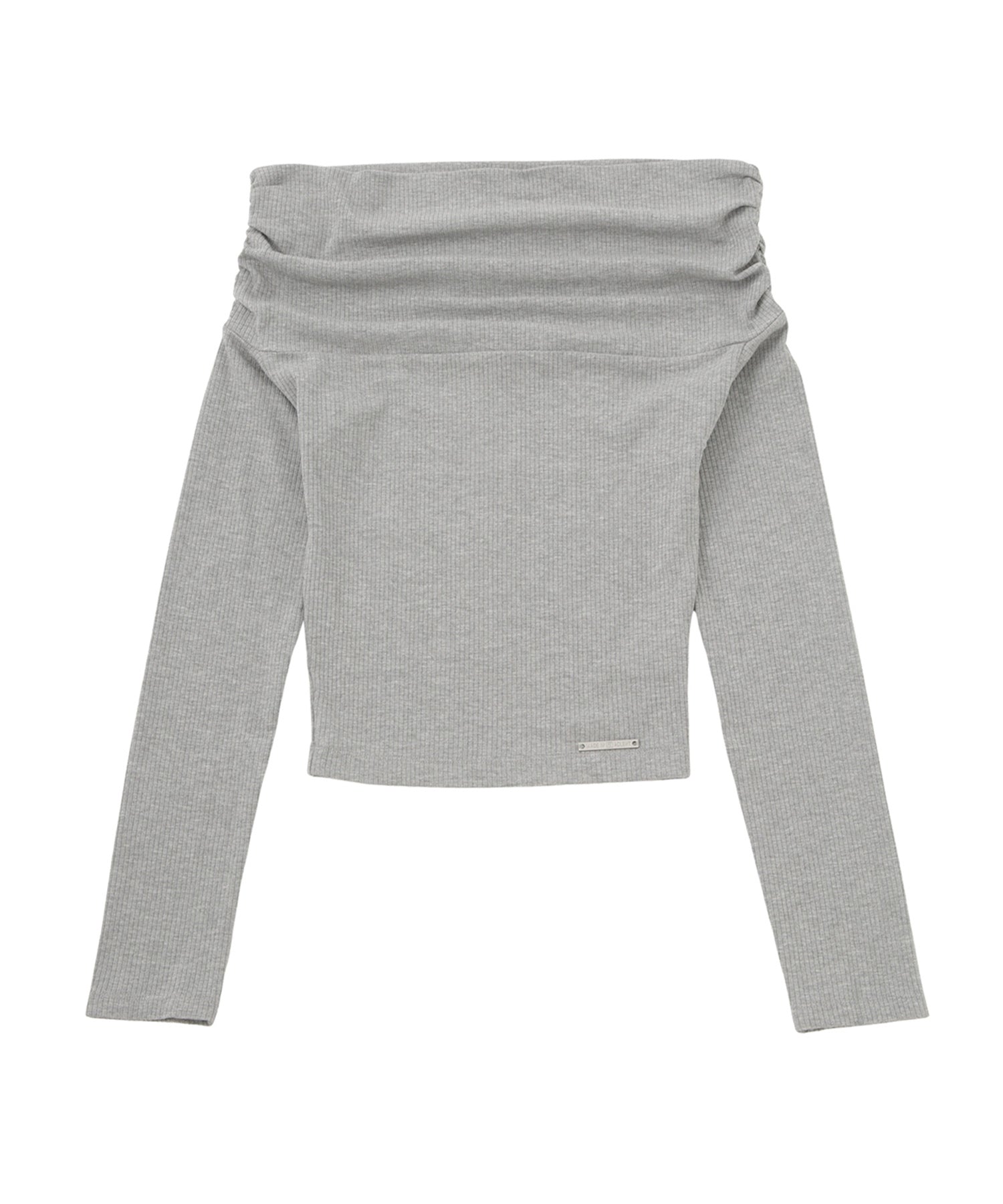 ギャザーオフショルダーリブロンT