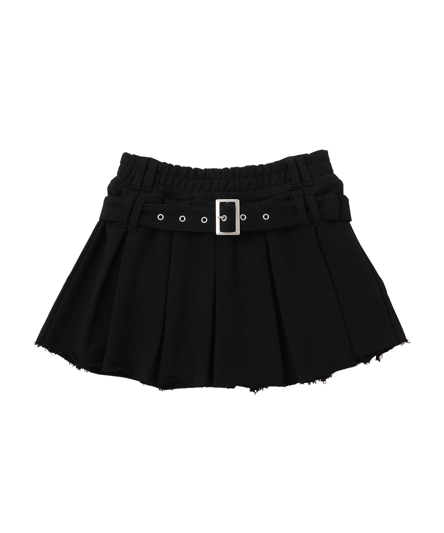 Leather Patch Pleated Skirt
