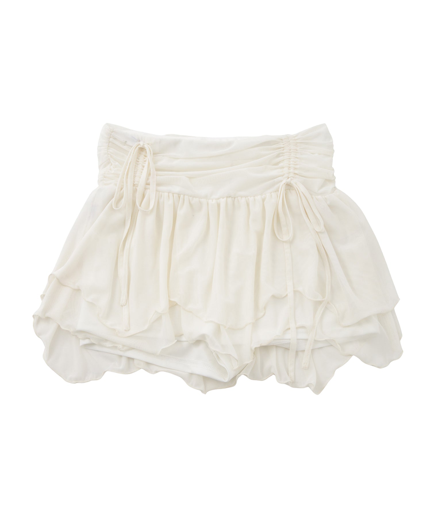 アシンメトリーチュールフレアミニスカート