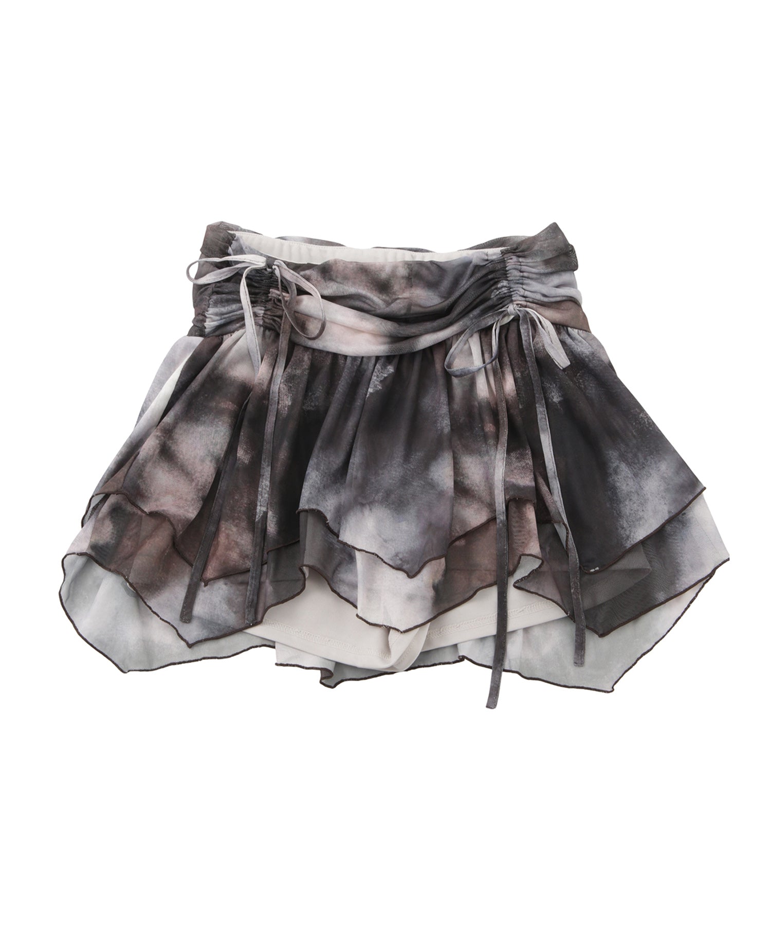 アシンメトリーチュールフレアミニスカート