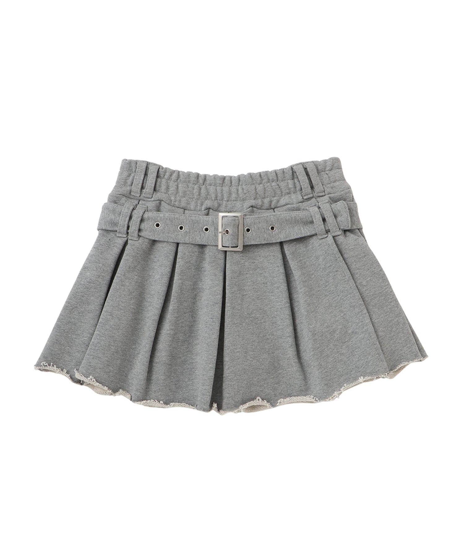 Leather Patch Pleated Skirt