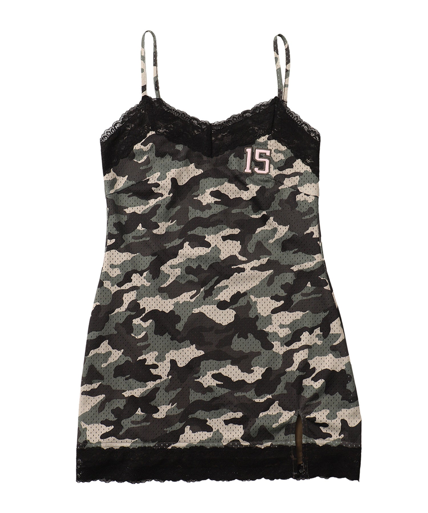 レーストリムメッシュミニドレス