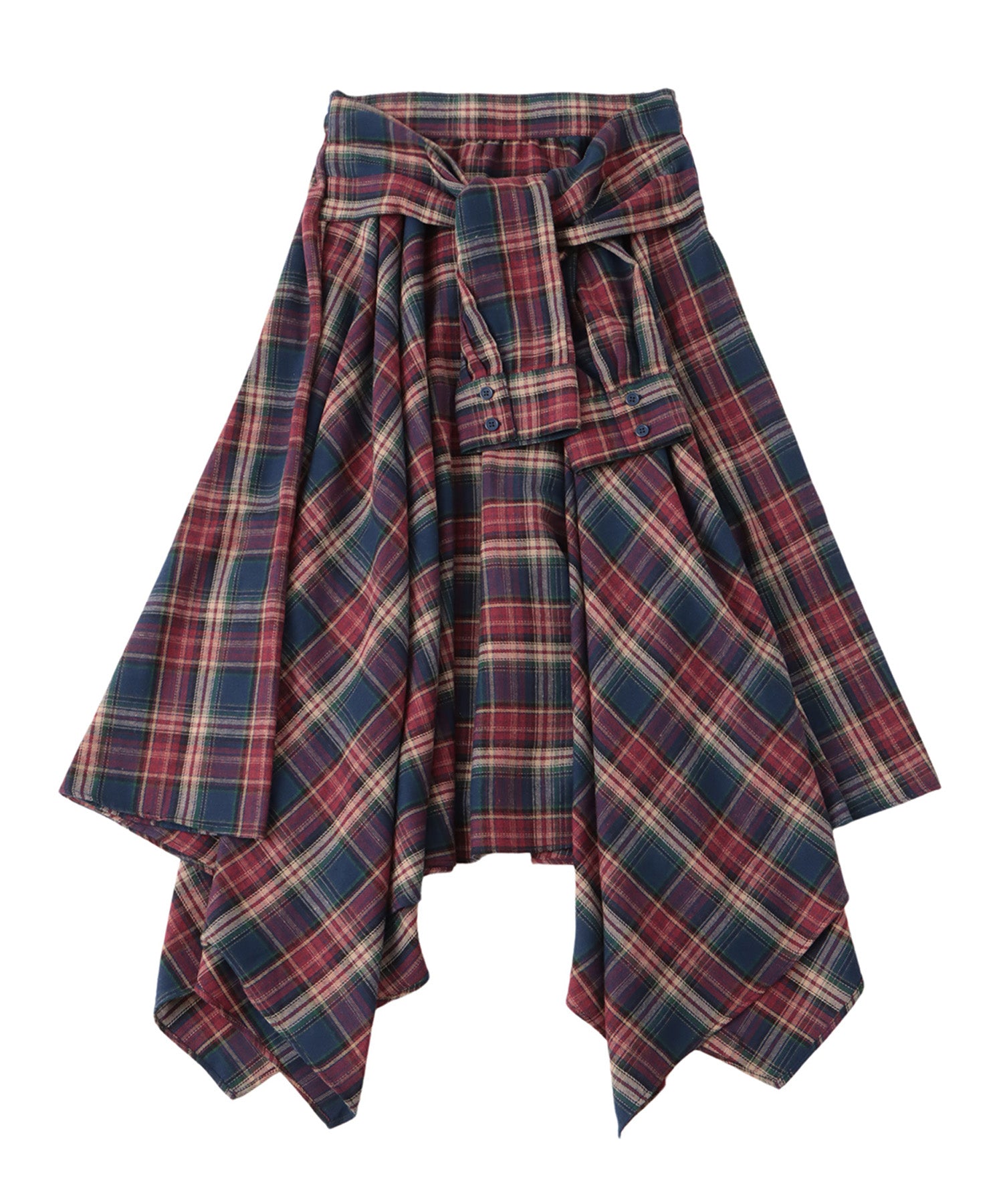 アシンメトリーチェックロングスカート