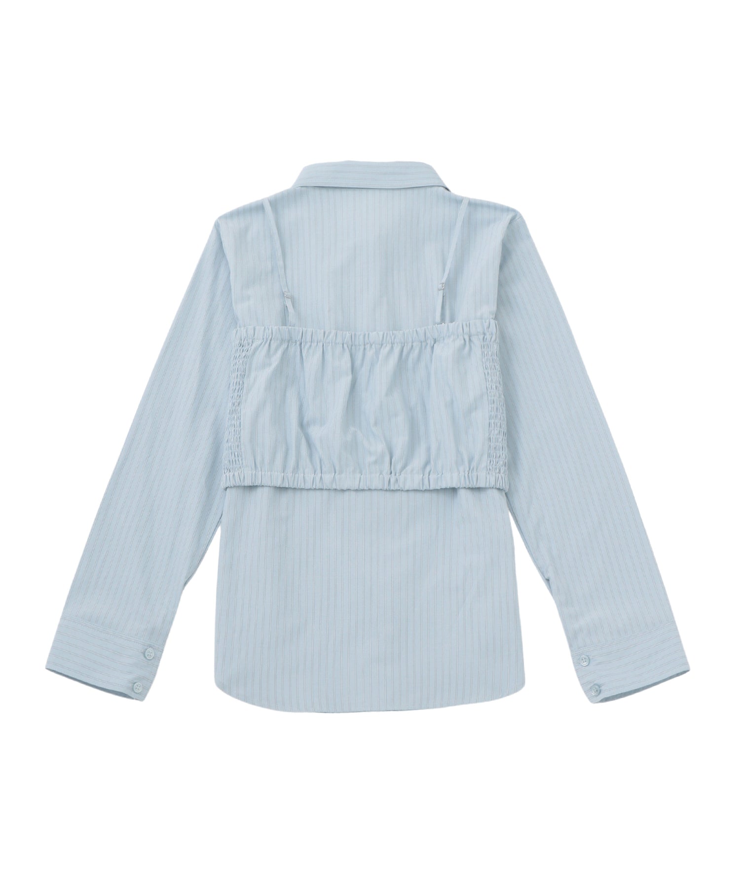 ストライプシャツビスチェアンサンブル