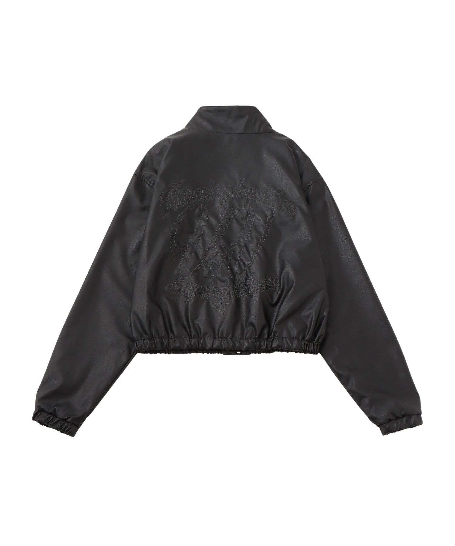 フェイクレザースタンドネックコンパクトブルゾン