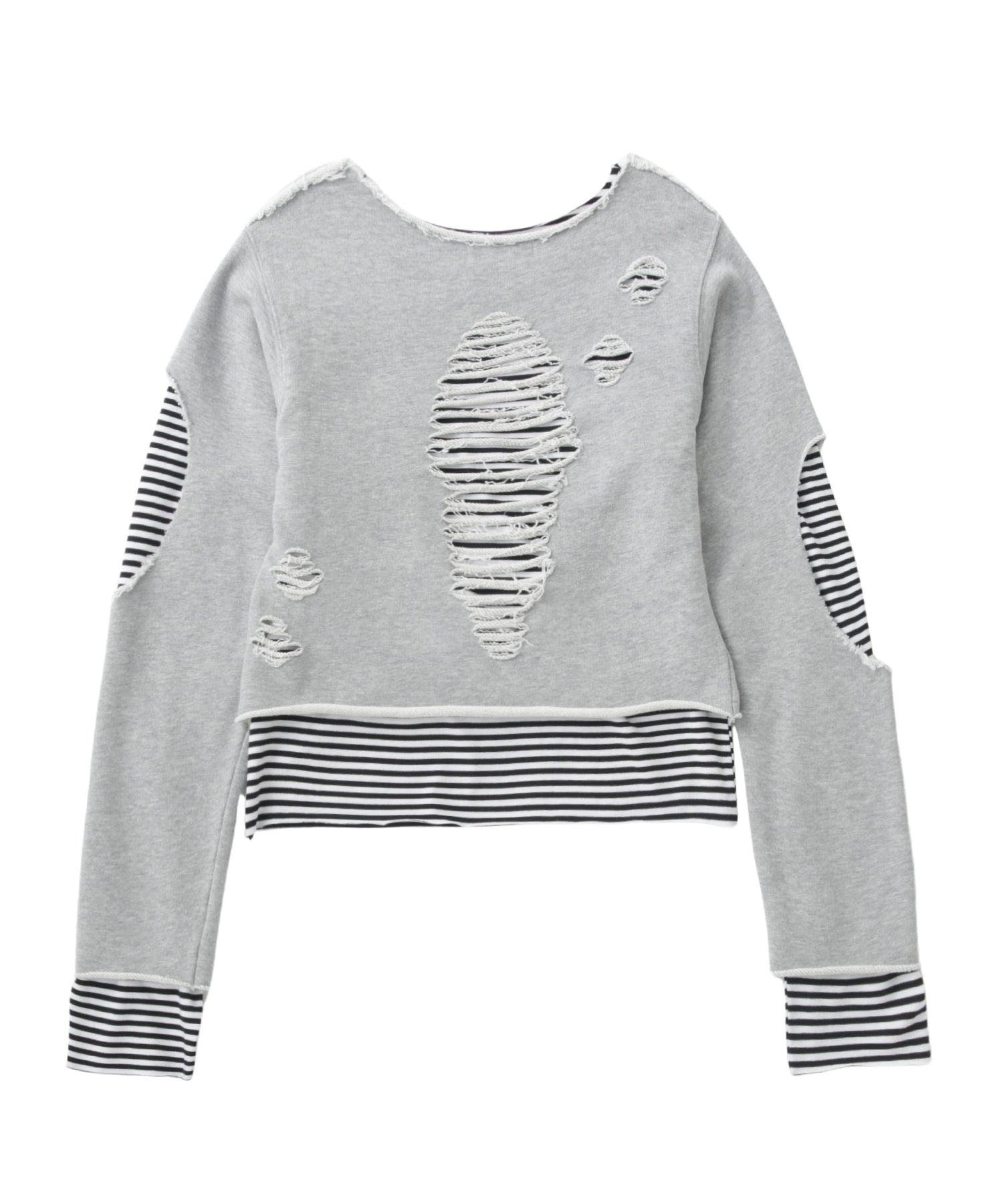 レイヤードダメージボーダートップス