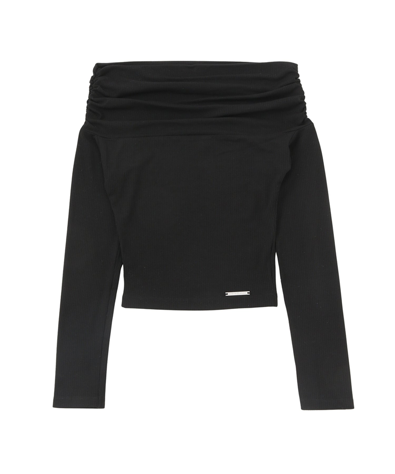 ギャザーオフショルダーリブロンT