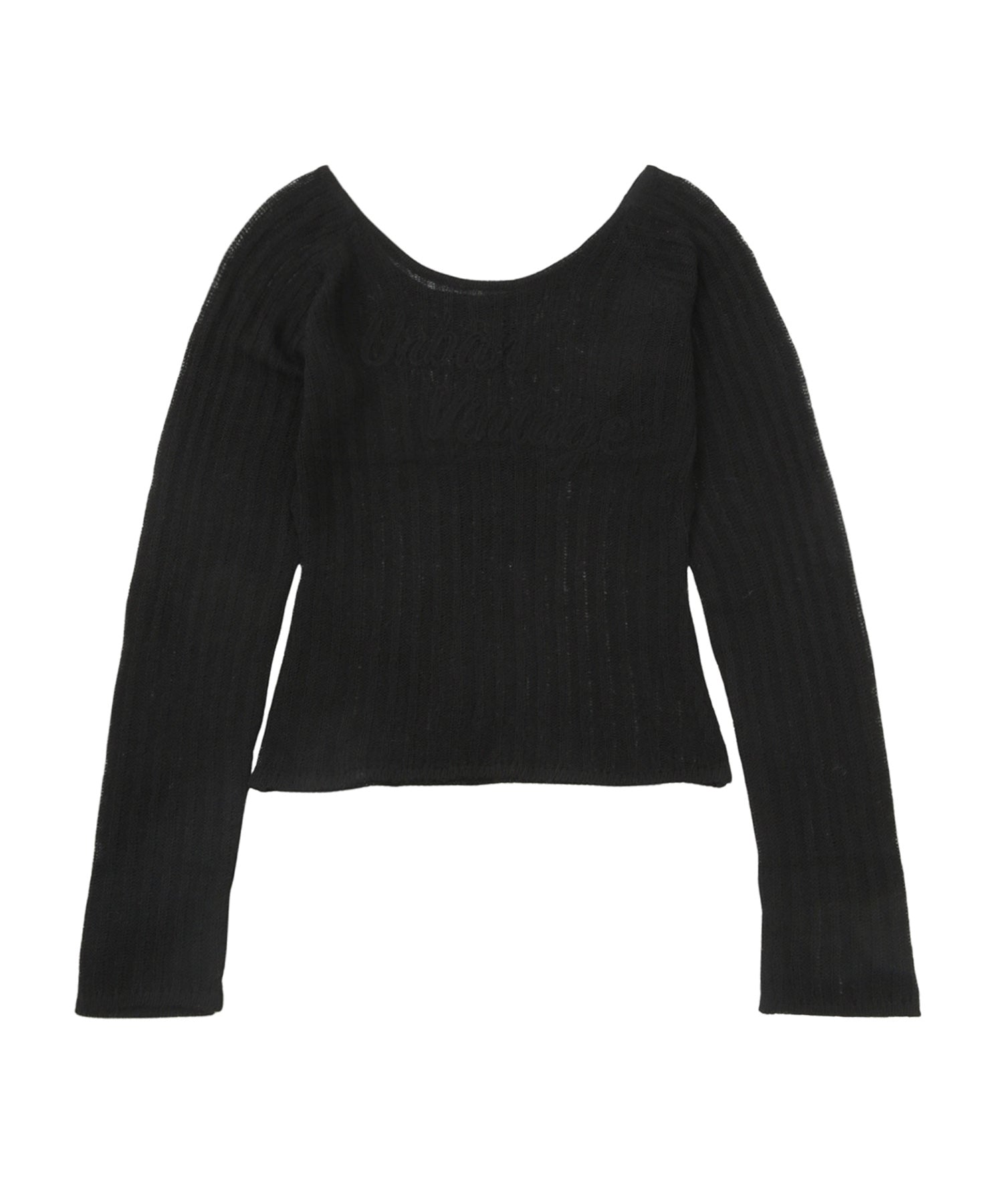 オープンワークロゴルーズニット