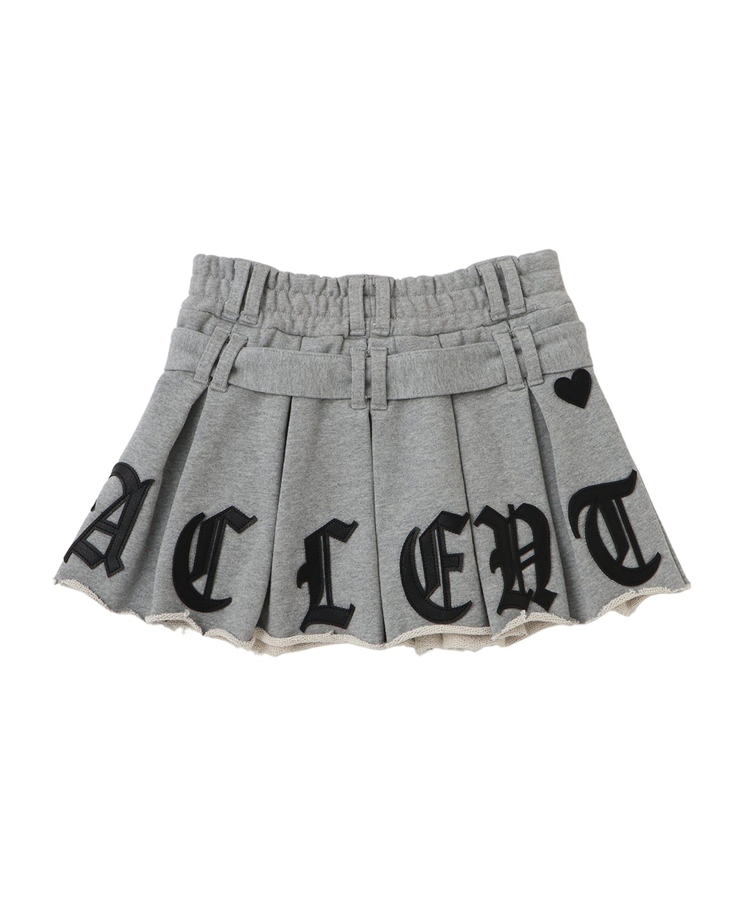 Leather Patch Pleated Skirt