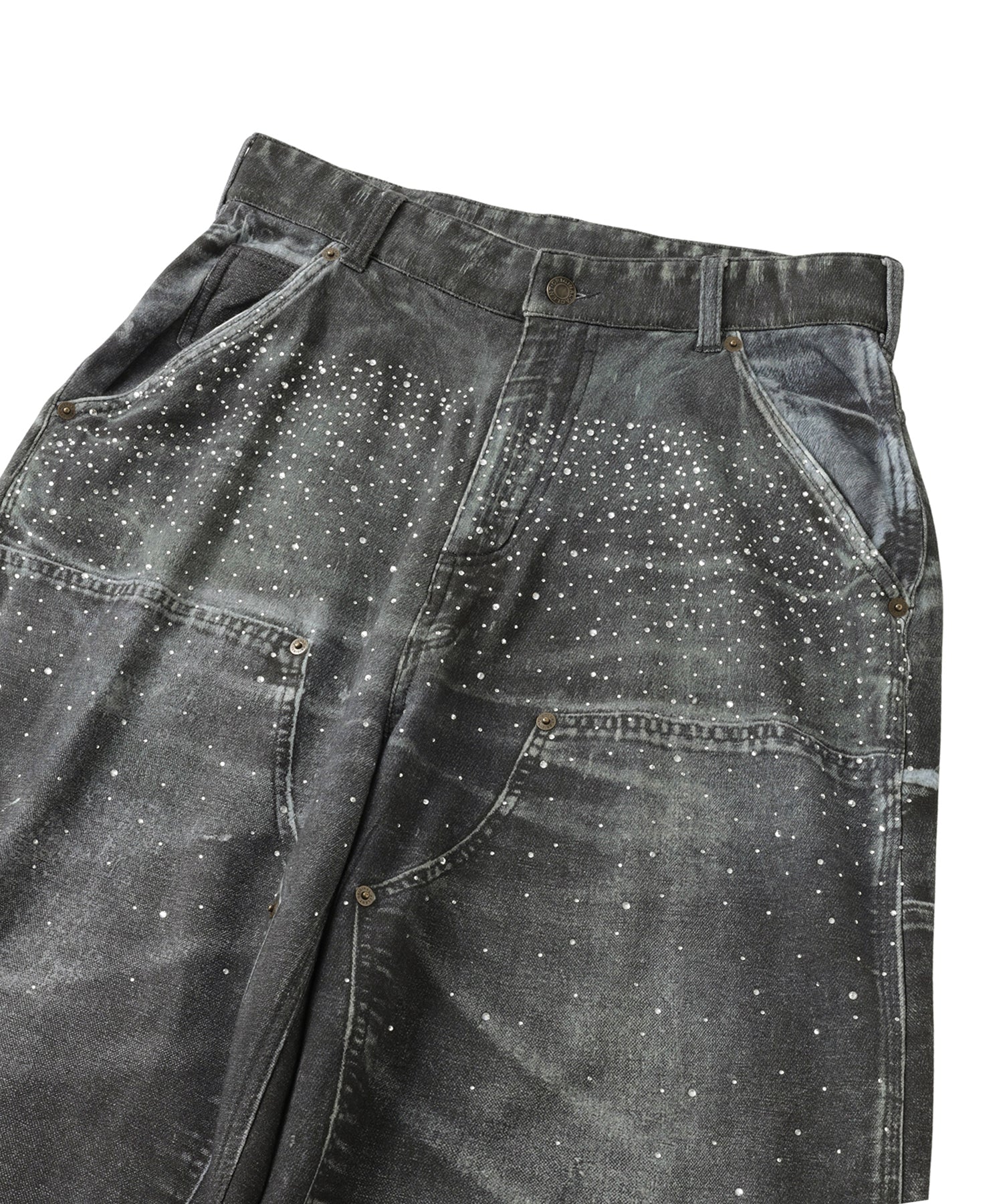Printed Sweatpants – Double Knee Denim Rhinestone