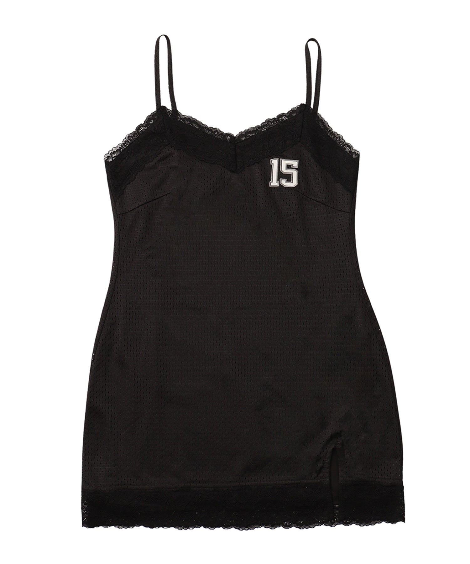 レーストリムメッシュミニドレス