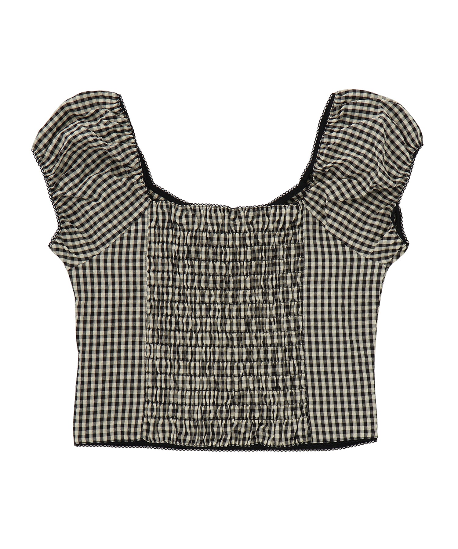 フロントリボンフレンチスリーブシャツブラウス