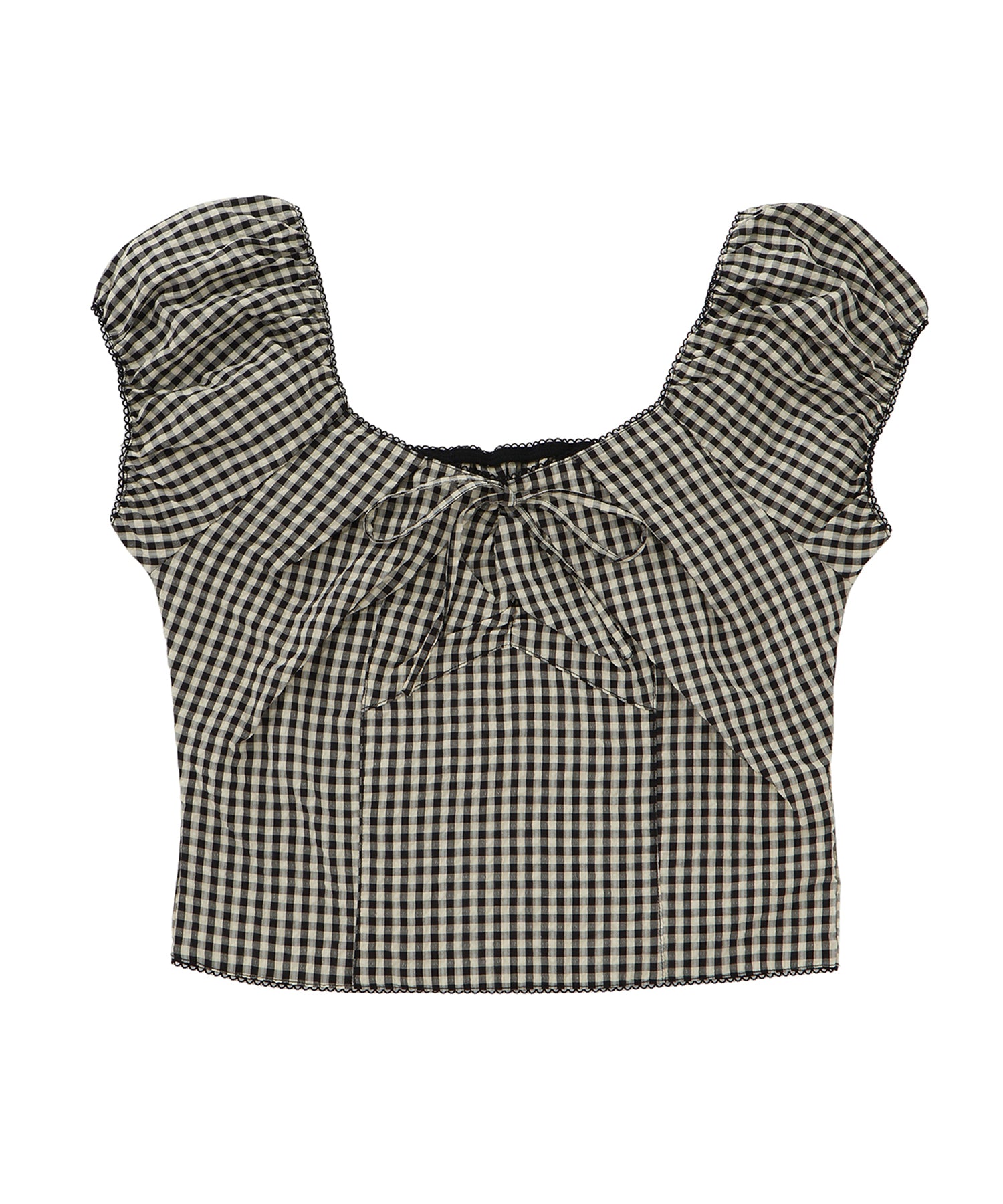 フロントリボンフレンチスリーブシャツブラウス